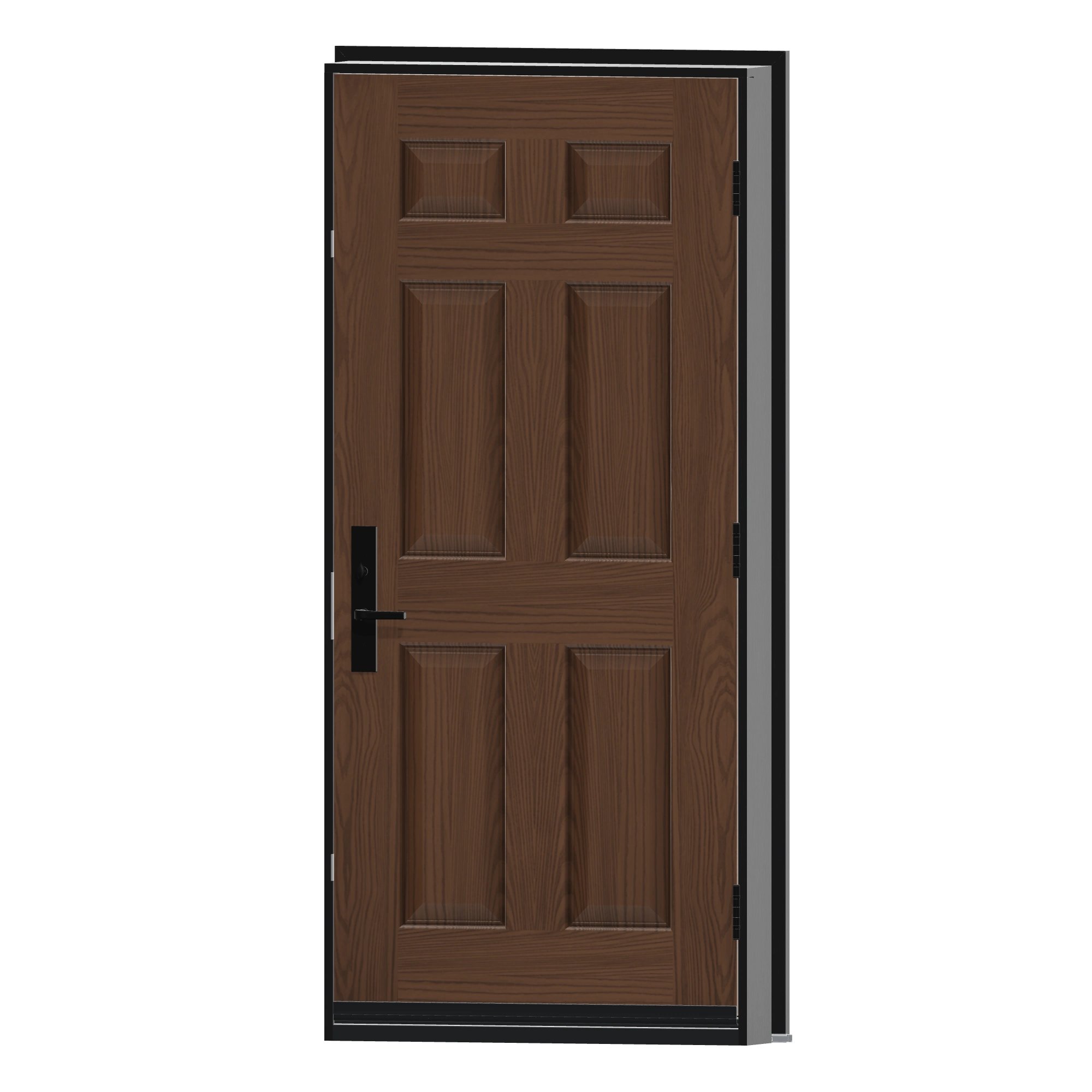 Angled interior view of 36 × 79 inch Six panel Fiberglass Entry Door