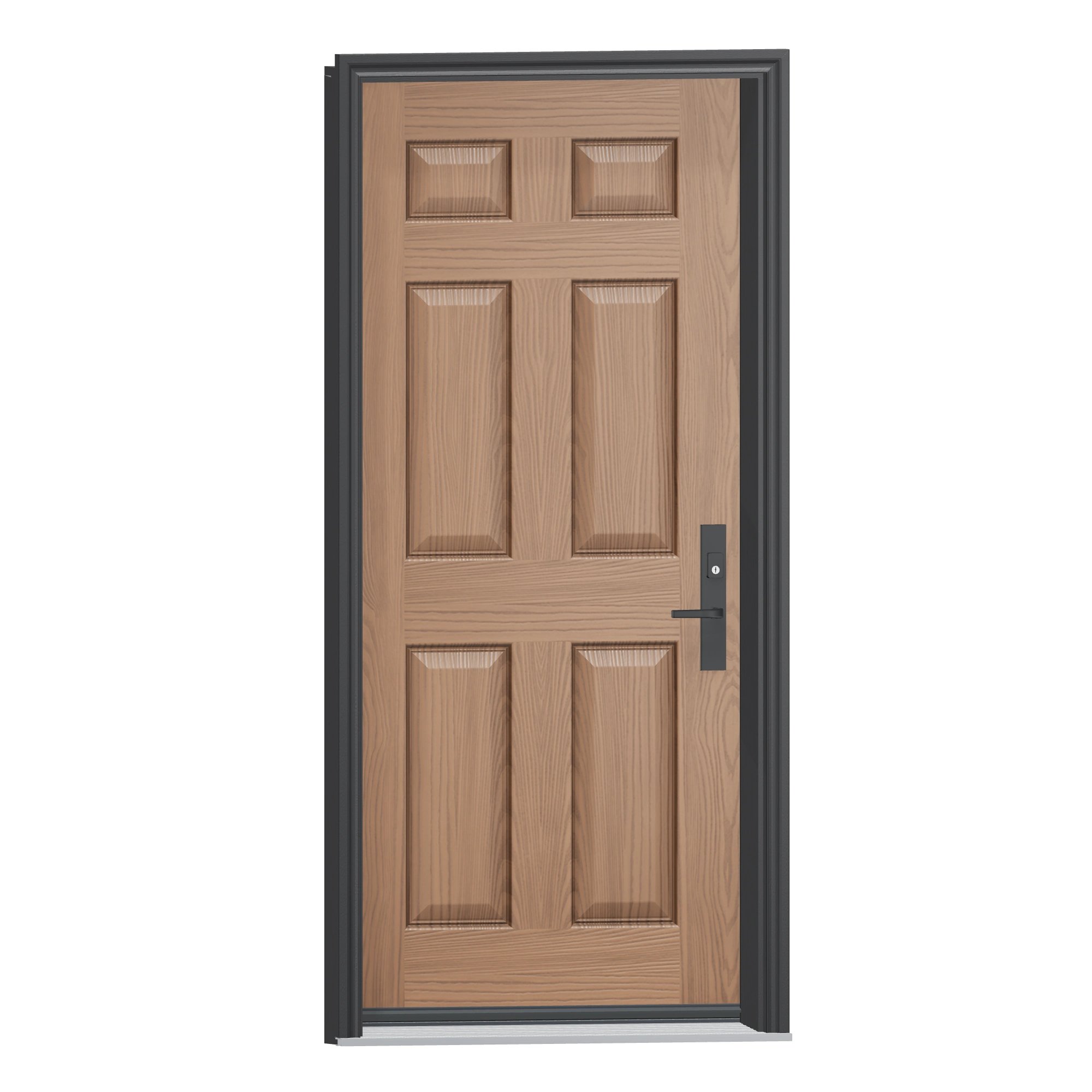 Opposite exterior angle of 36 × 79 inch Six panel Fiberglass Entry Door