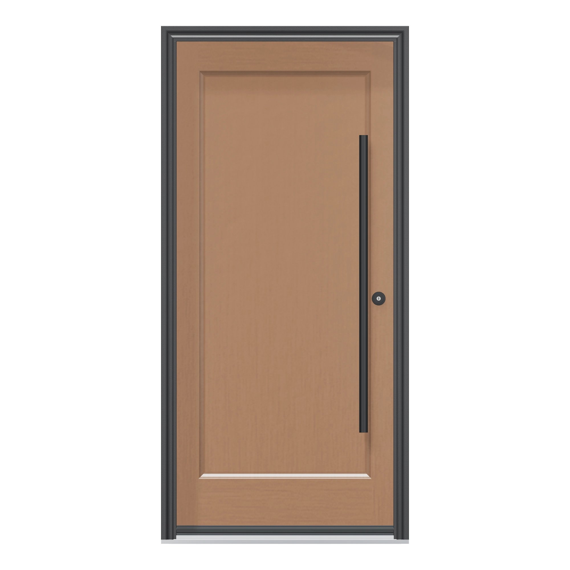 Straight exterior view of 36 × 79 inch Brush Stroke solid core panel Fiberglass Entry Door