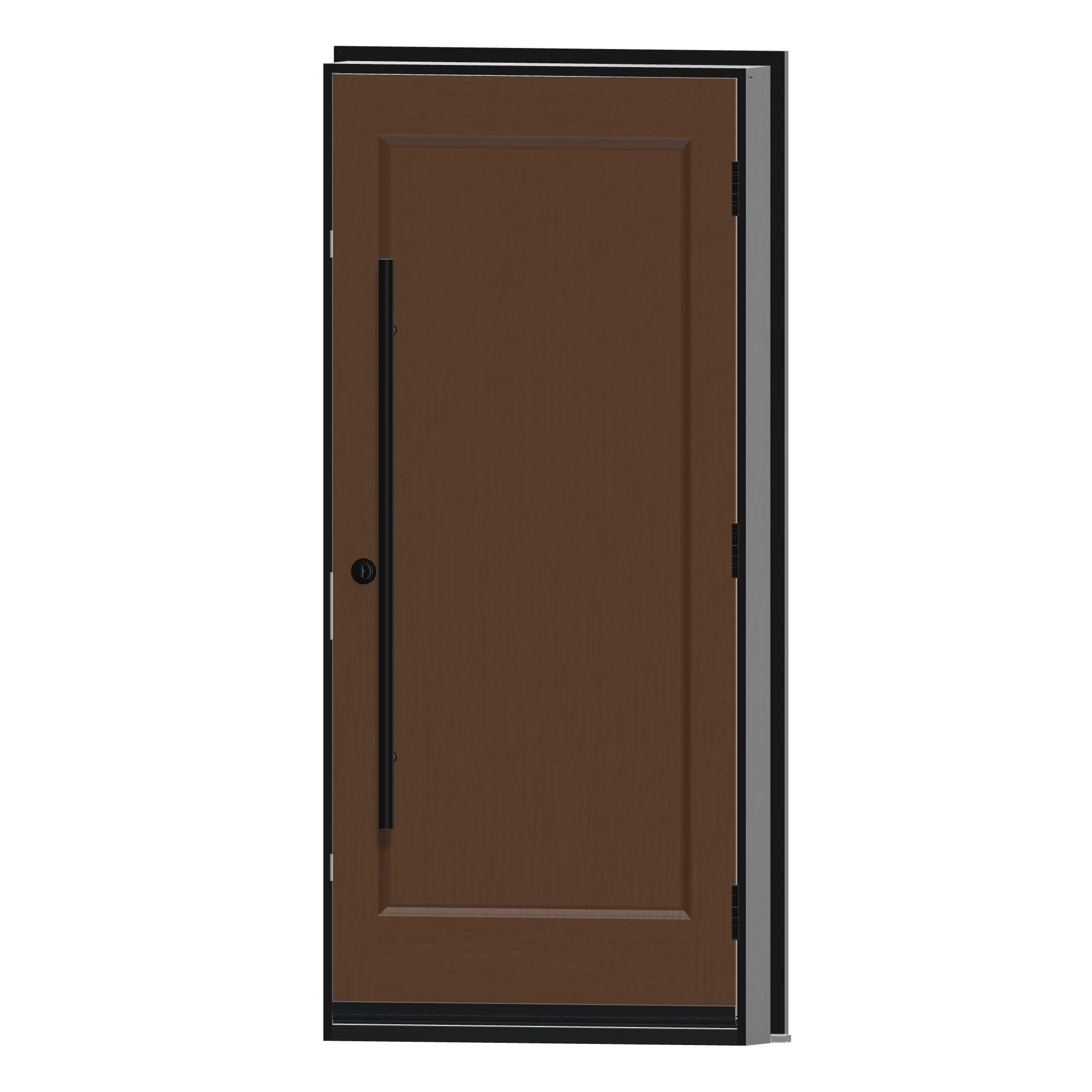 Angled interior view of 36 × 79 inch Brush Stroke solid core panel Fiberglass Entry Door
