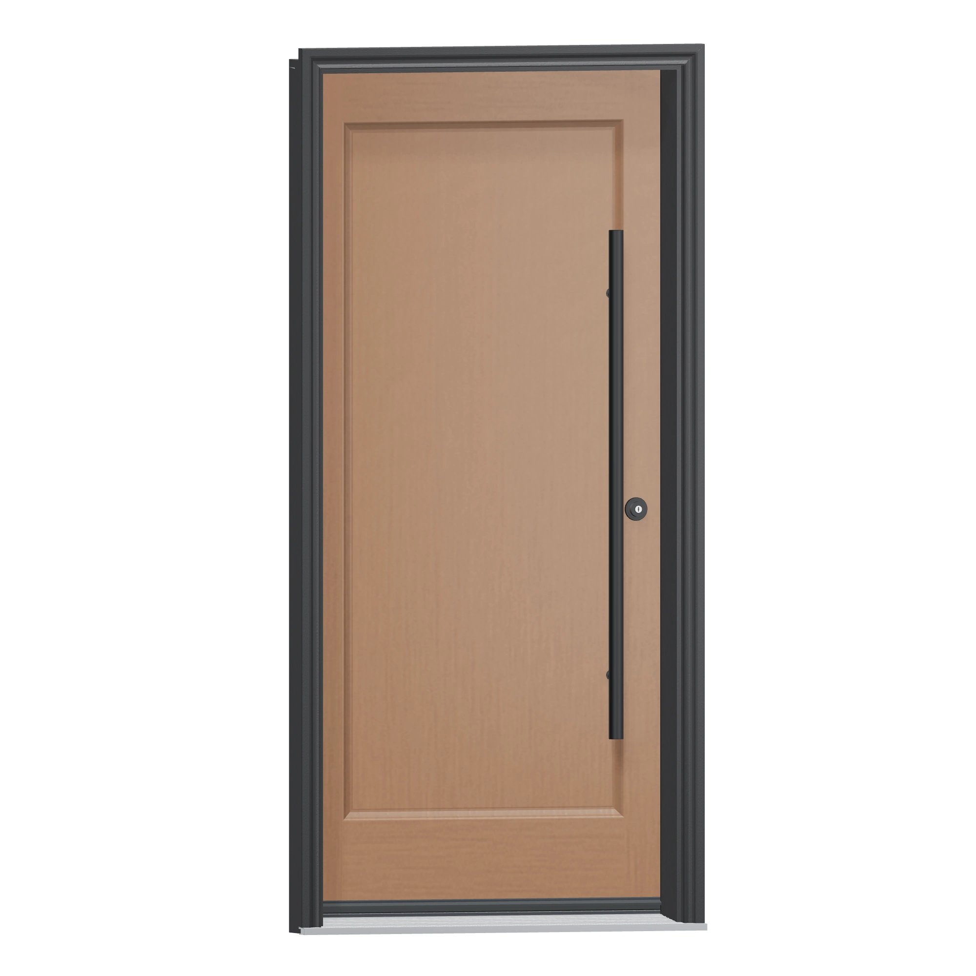 Opposite exterior angle of 36 × 79 inch Brush Stroke solid core panel Fiberglass Entry Door