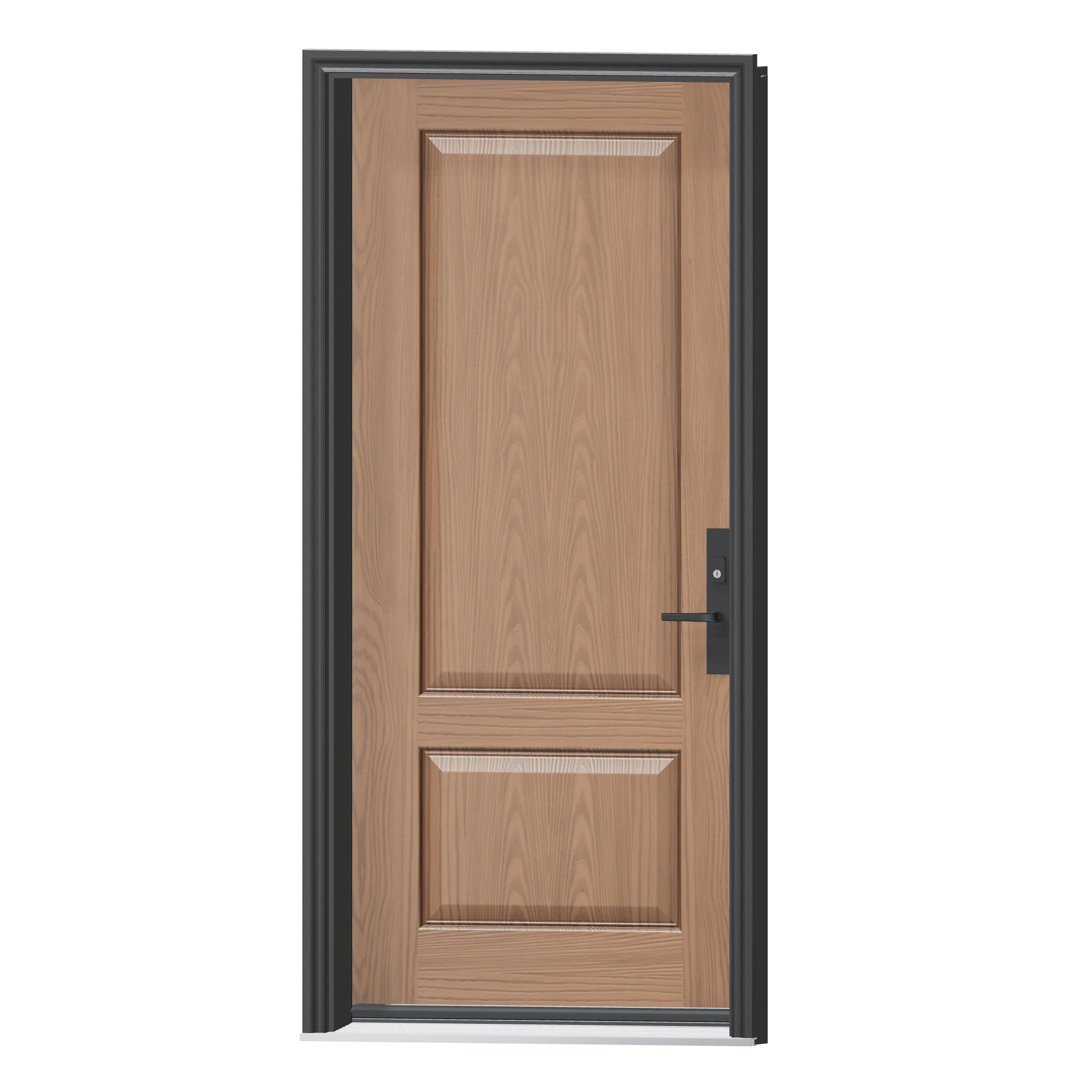 Angled exterior view of 36 × 79 inch Three-quarter two panel Fiberglass Entry Door