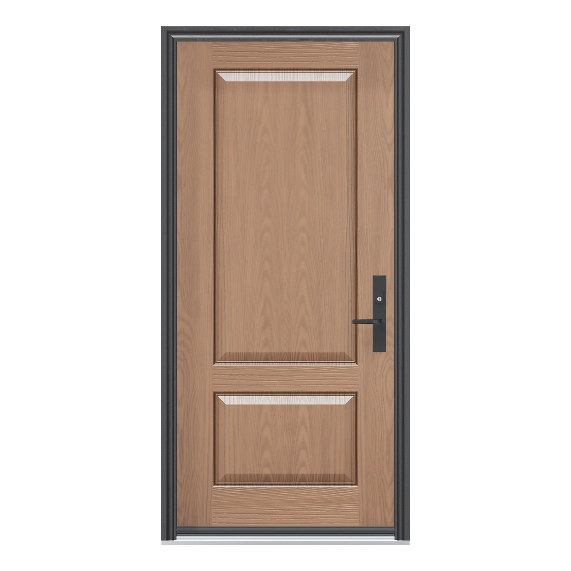 Straight exterior view of 36 × 79 inch Three-quarter two panel Fiberglass Entry Door