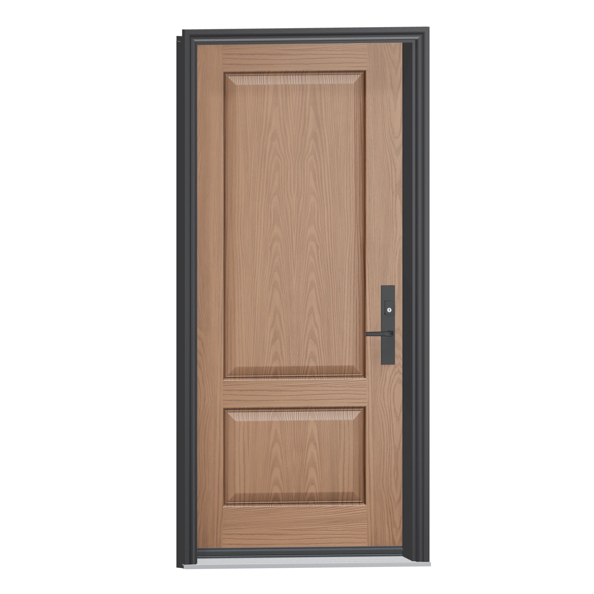 Opposite exterior angle of 36 × 79 inch Three-quarter two panel Fiberglass Entry Door