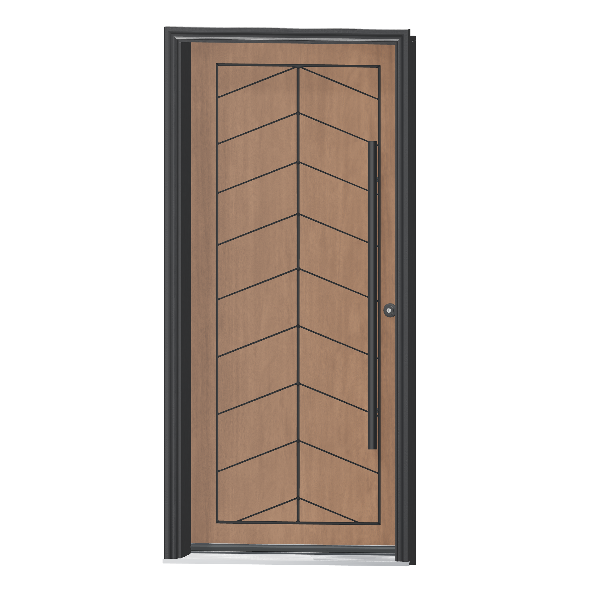 Angled exterior view of 36 × 79 inch Glide Fiberglass Entry Door