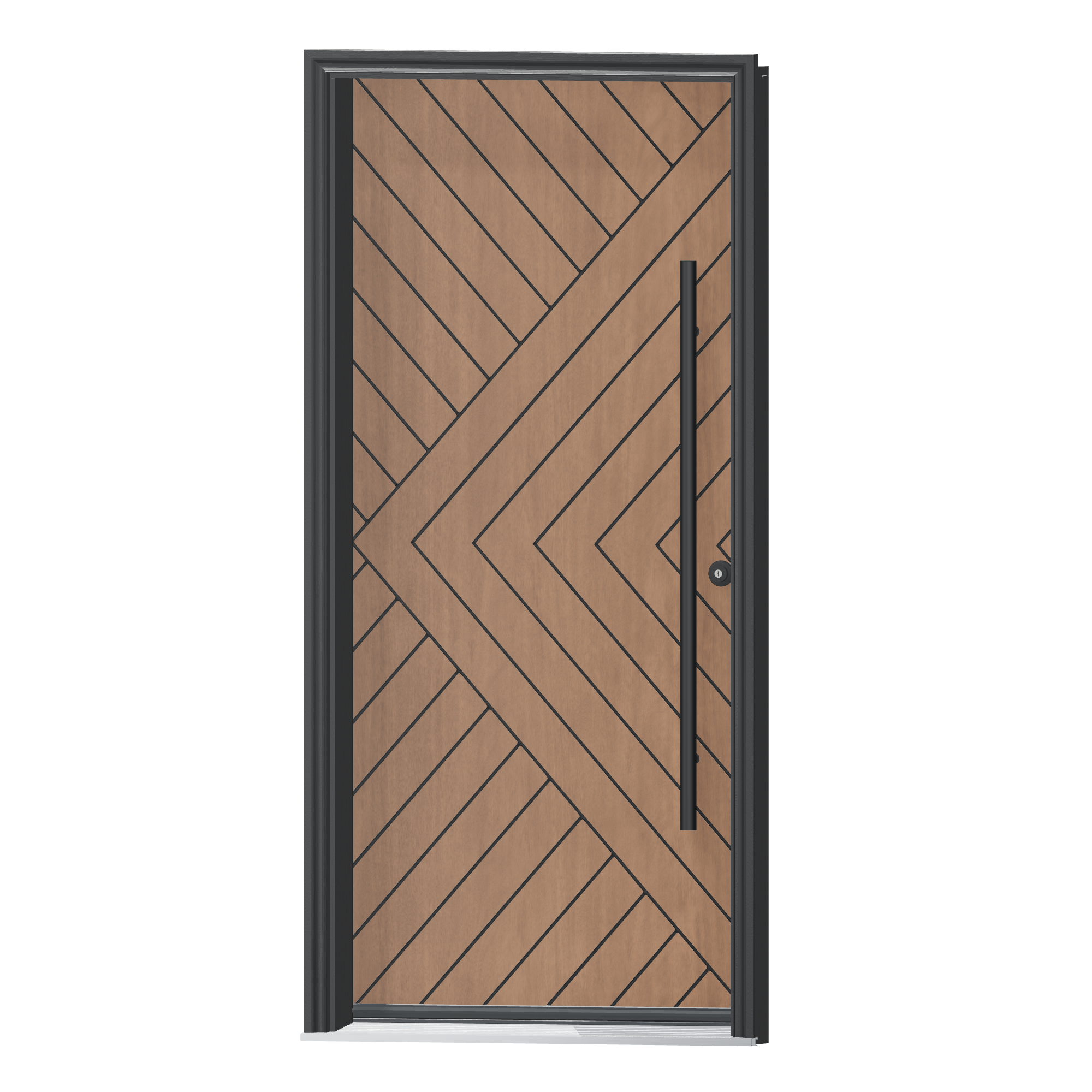 Angled exterior view of 36 × 79 inch Heather Fiberglass Entry Door