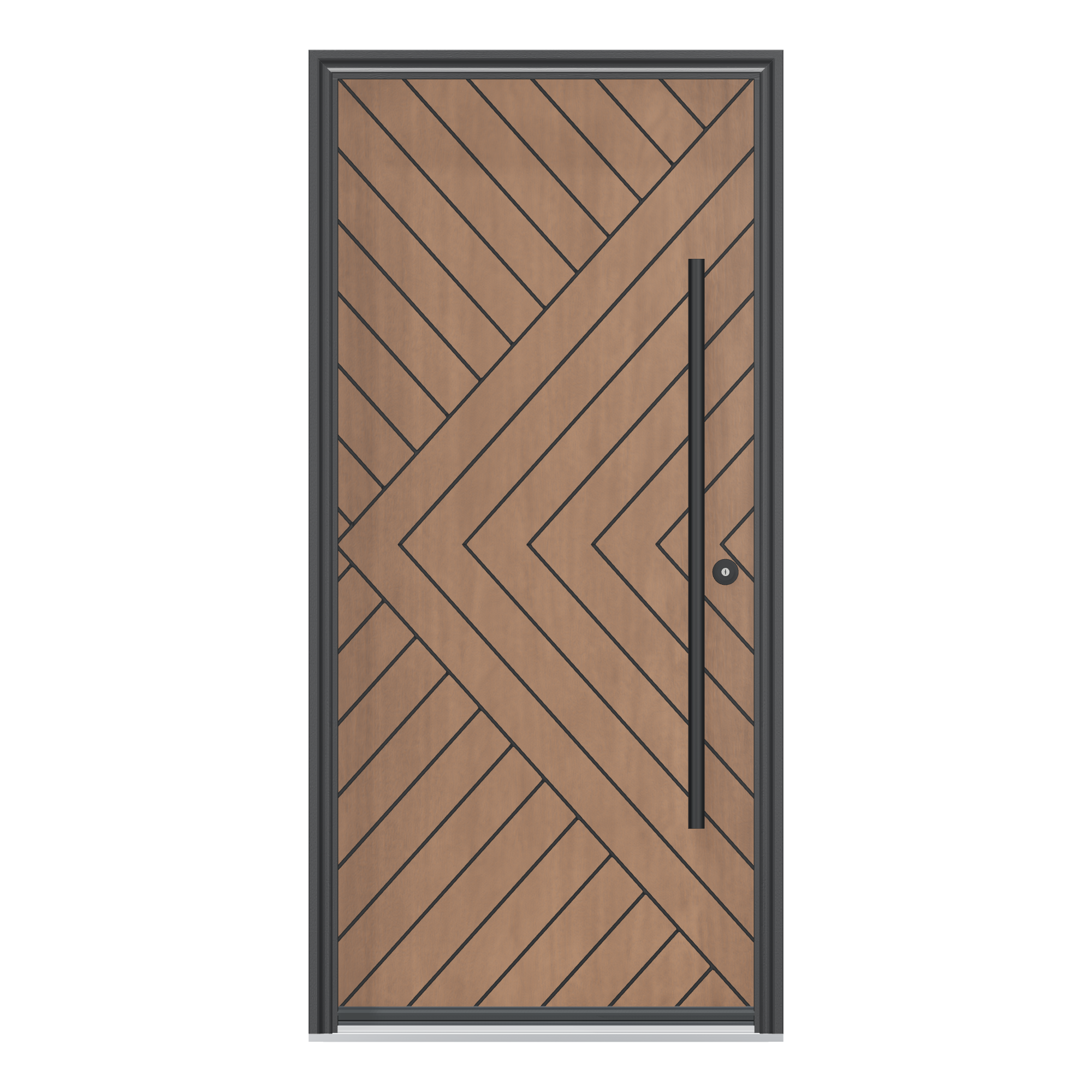 Straight exterior view of 36 × 79 inch Heather Fiberglass Entry Door