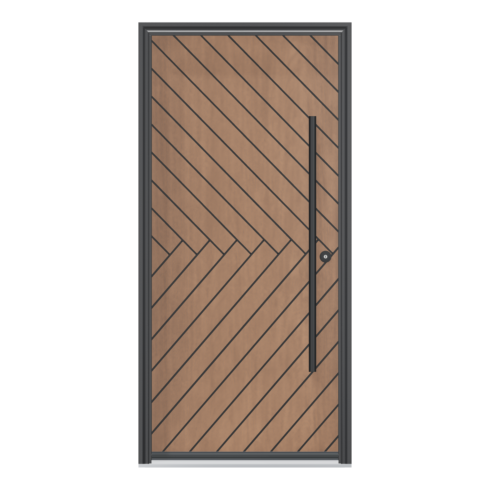 Straight exterior view of 36 × 79 inch Herringbone Fiberglass Entry Door