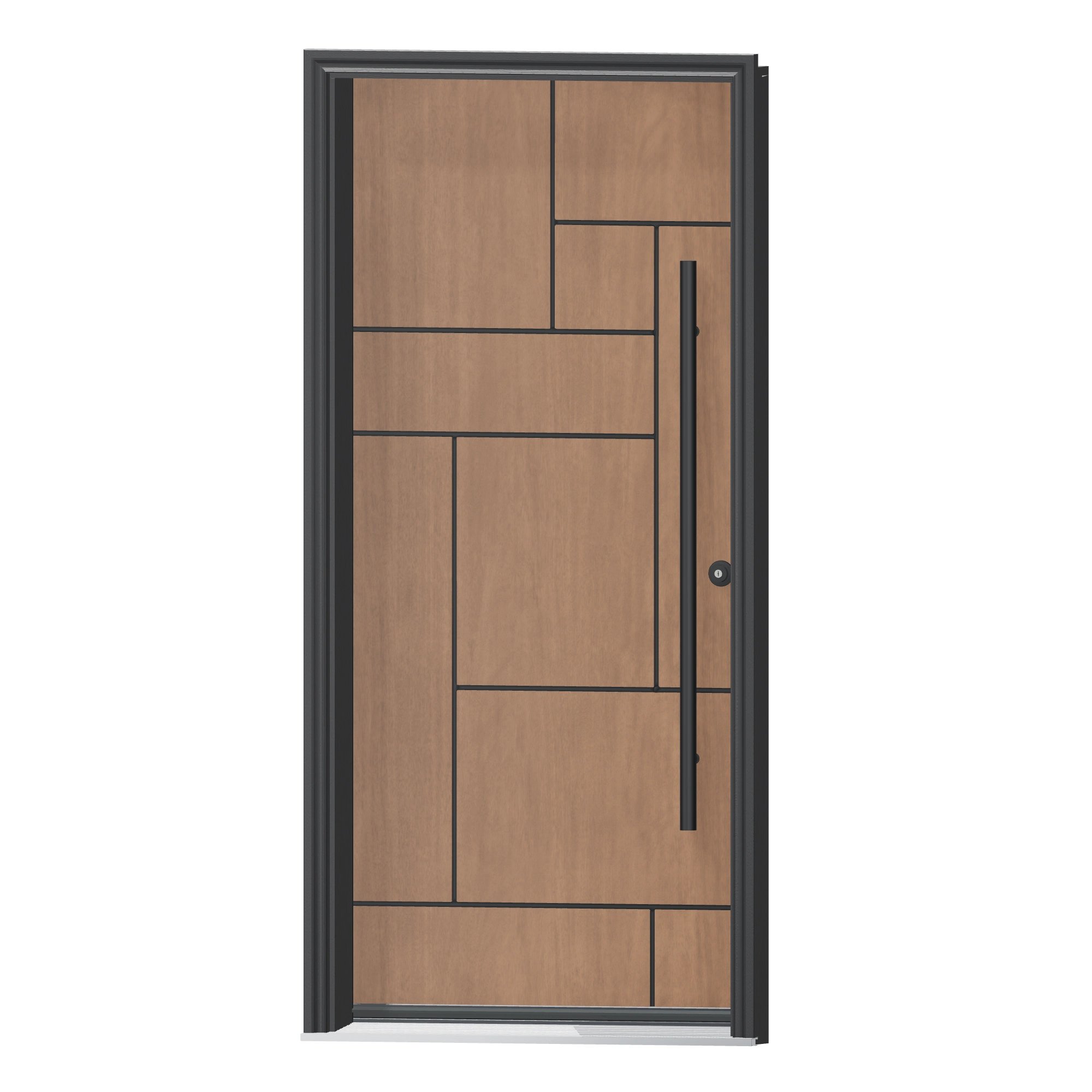 Angled exterior view of 36 × 79 inch Masonry Fiberglass Entry Door