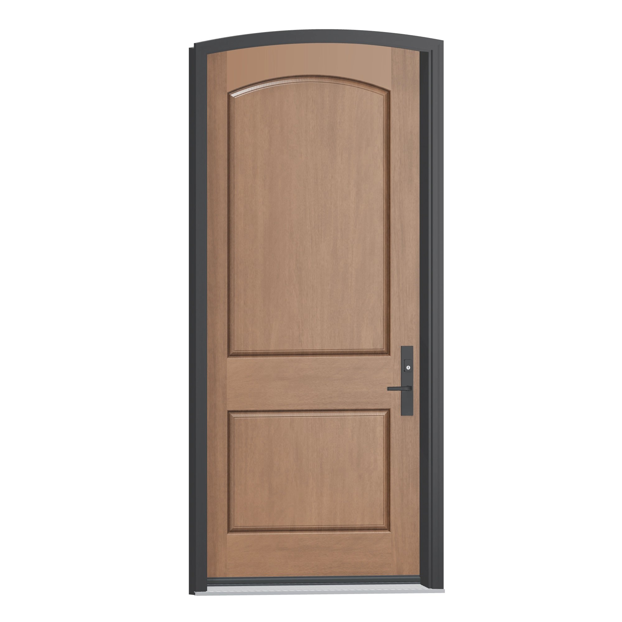 Opposite exterior angle of 42 × 95 inch Mennie Camber top · two panel arch Fiberglass Entry Door