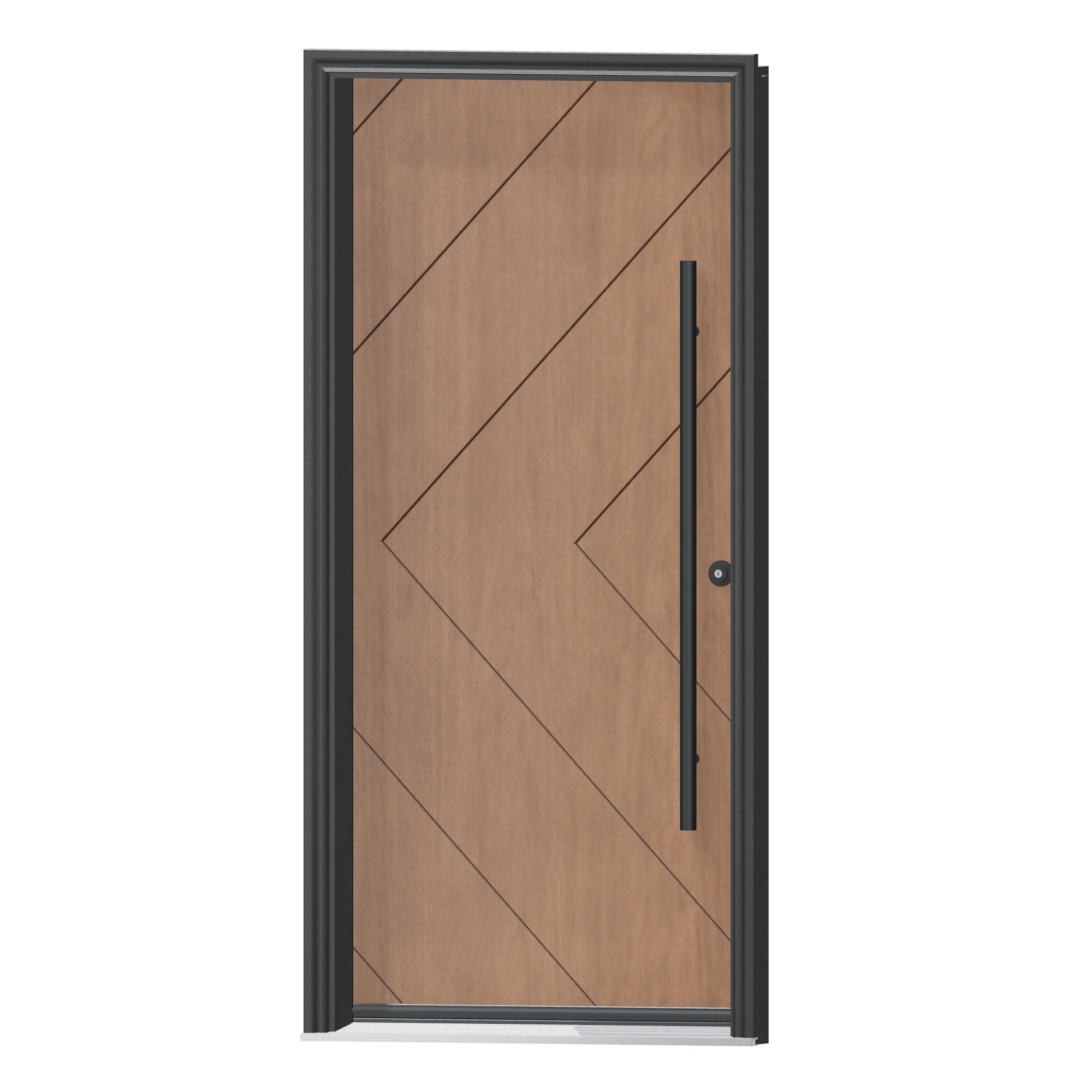 Angled exterior view of 36 × 79 inch Mennie Grooved 10 Fiberglass Entry Door