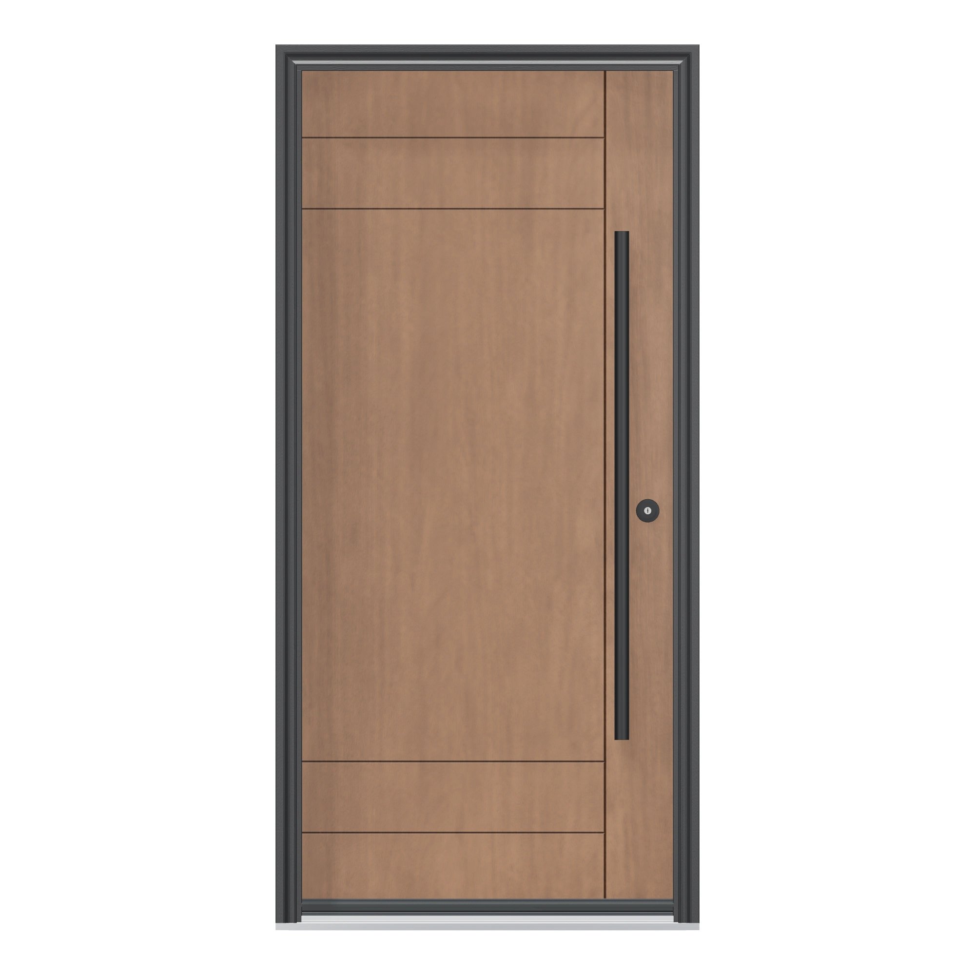 Straight exterior view of 36 × 79 inch Mennie Grooved 4 Fiberglass Entry Door