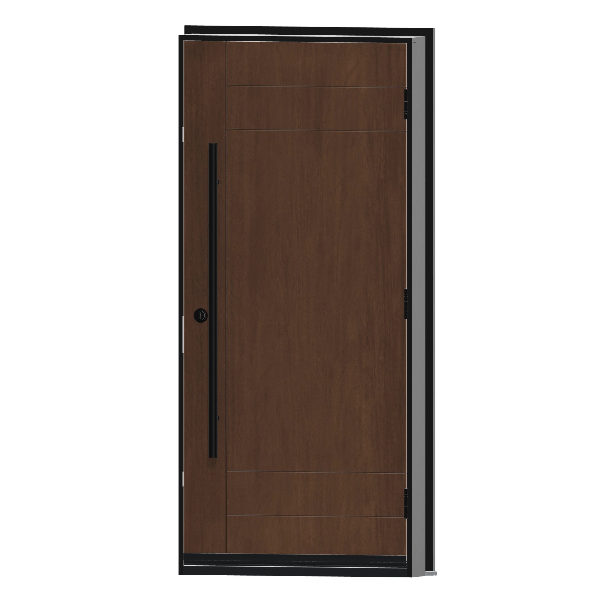 Angled interior view of 36 × 79 inch Mennie Grooved 4 Fiberglass Entry Door
