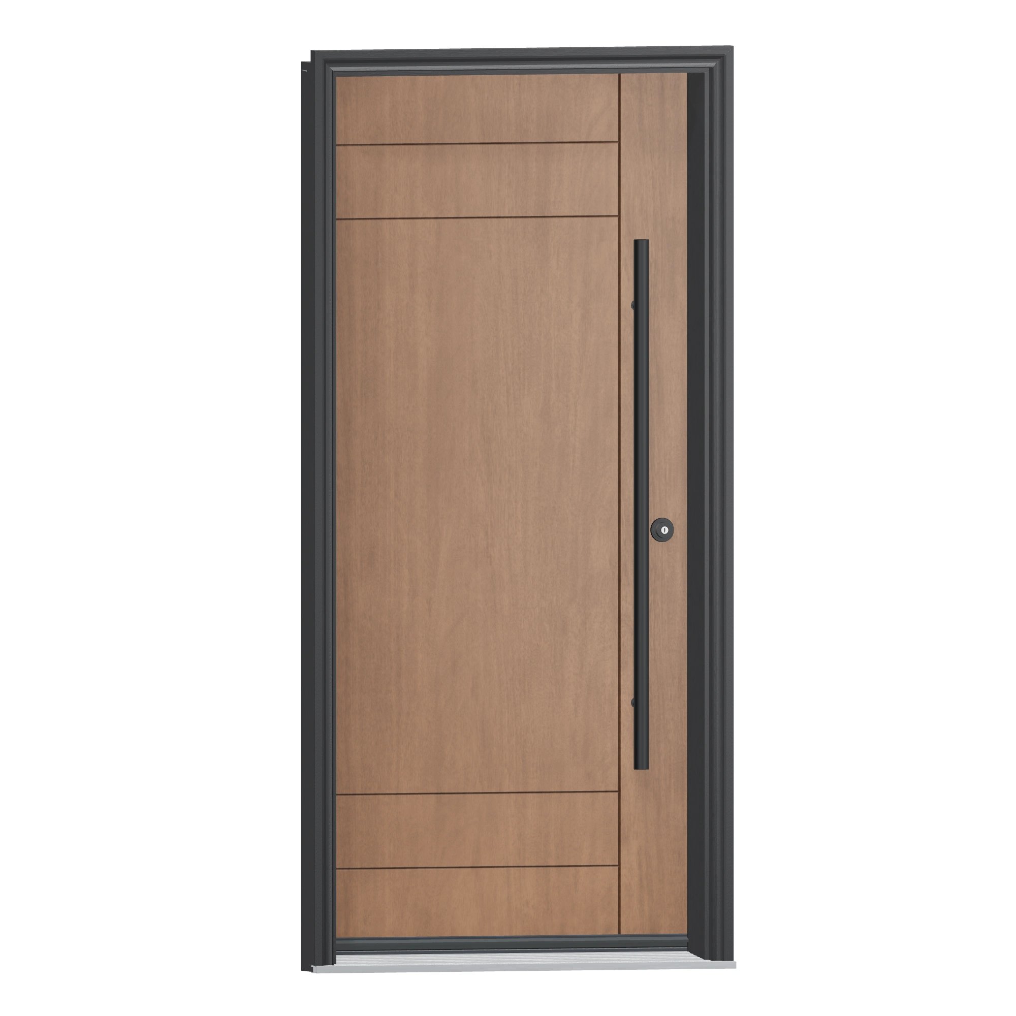 Opposite exterior angle of 36 × 79 inch Mennie Grooved 4 Fiberglass Entry Door