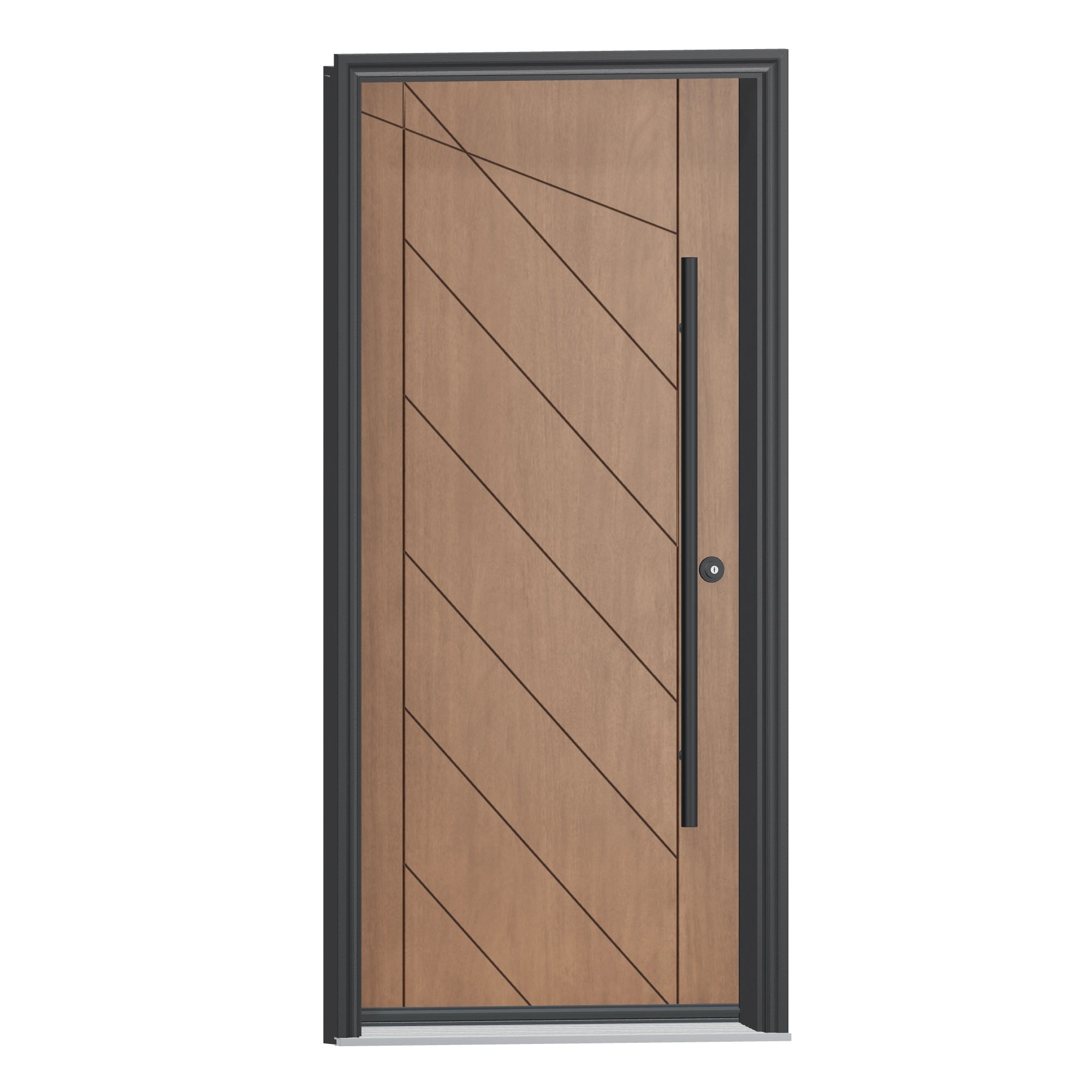 Opposite exterior angle of 36 × 79 inch Mennie Grooved 8 Fiberglass Entry Door