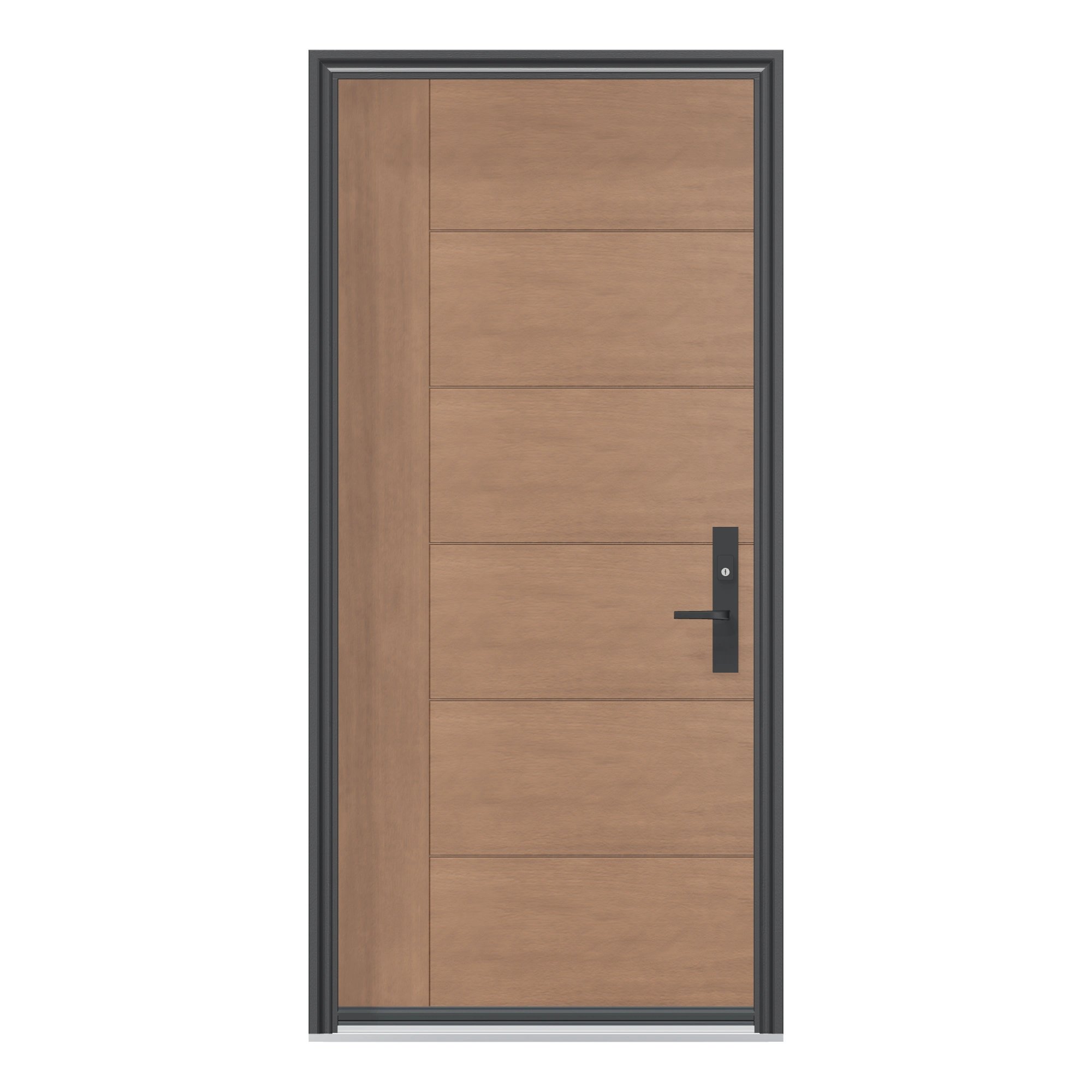 Straight exterior view of 36 × 79 inch Mennie Horizontal planks with vertical stile Fiberglass Entry Door