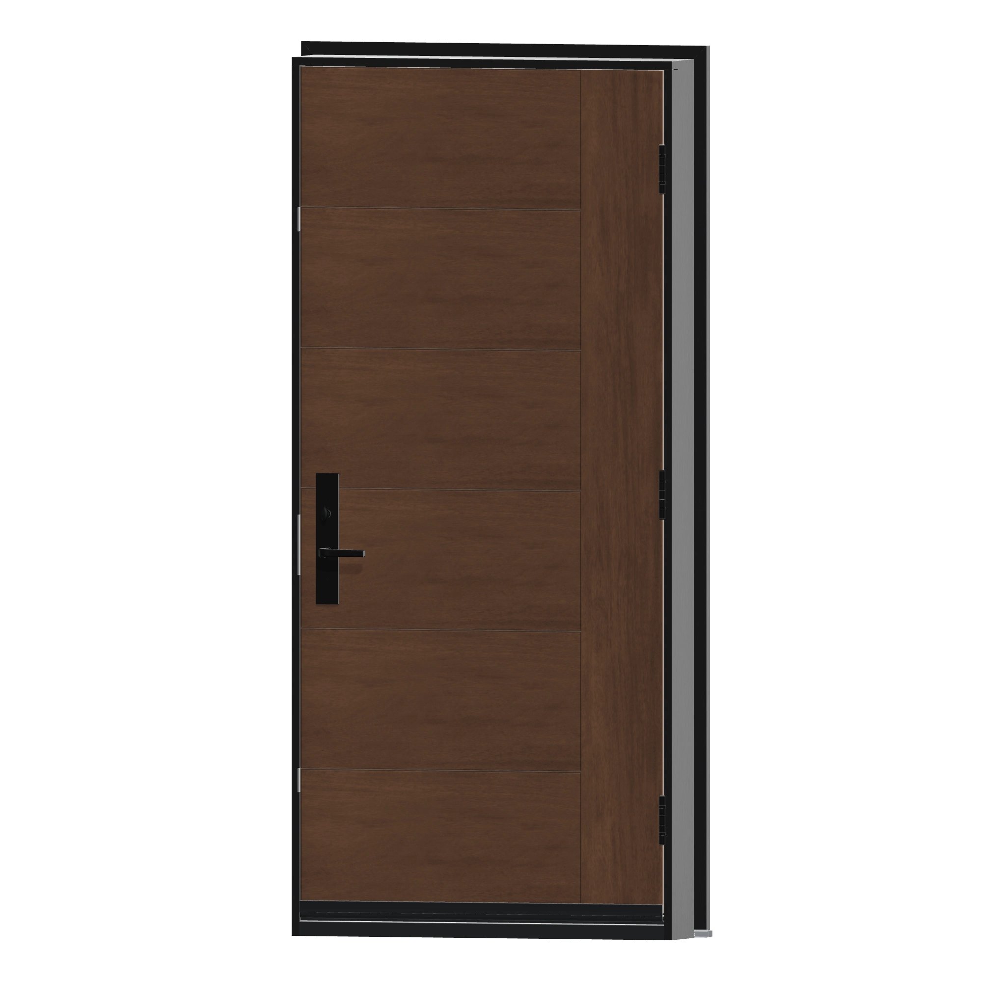 Angled interior view of 36 × 79 inch Mennie Horizontal planks with vertical stile Fiberglass Entry Door