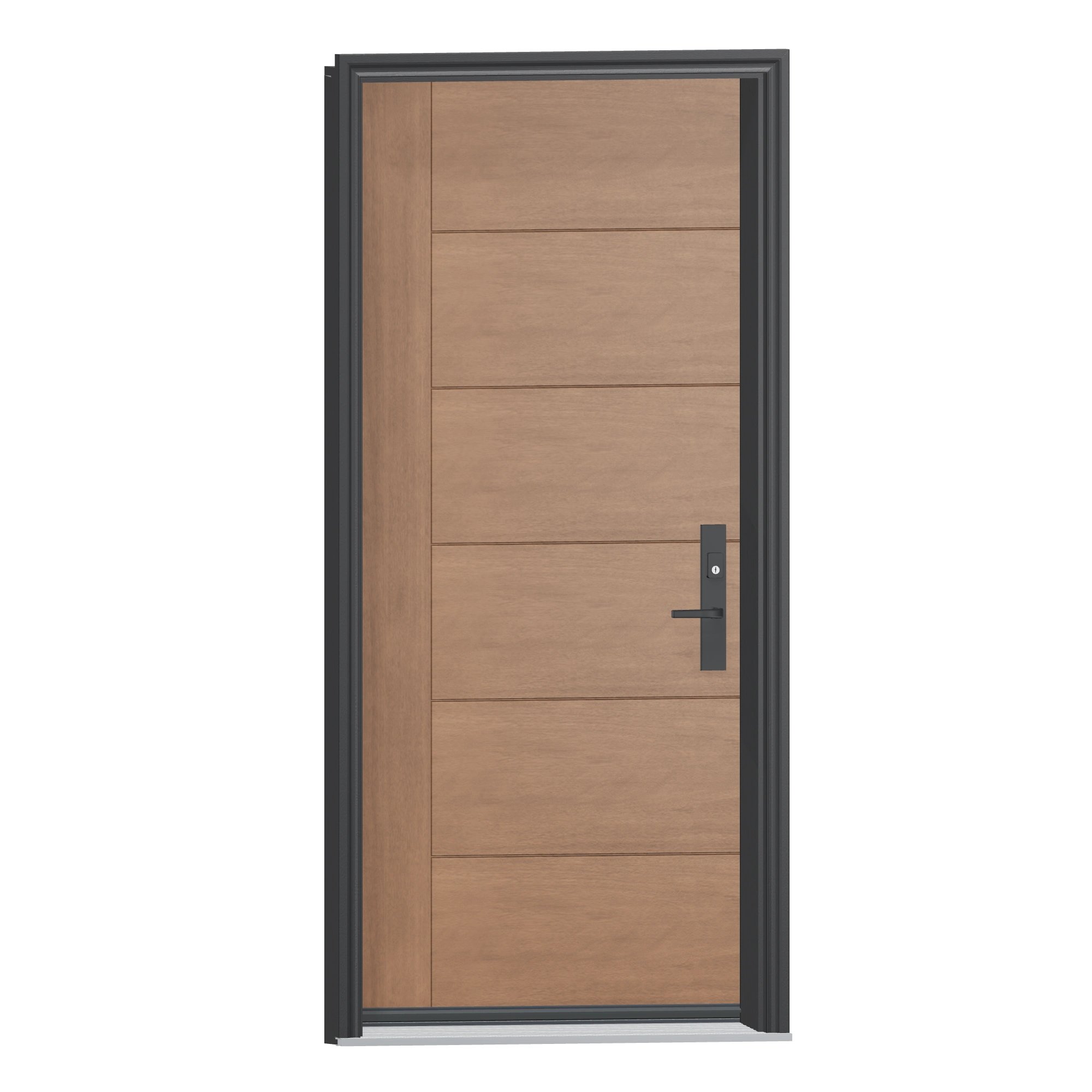 Opposite exterior angle of 36 × 79 inch Mennie Horizontal planks with vertical stile Fiberglass Entry Door