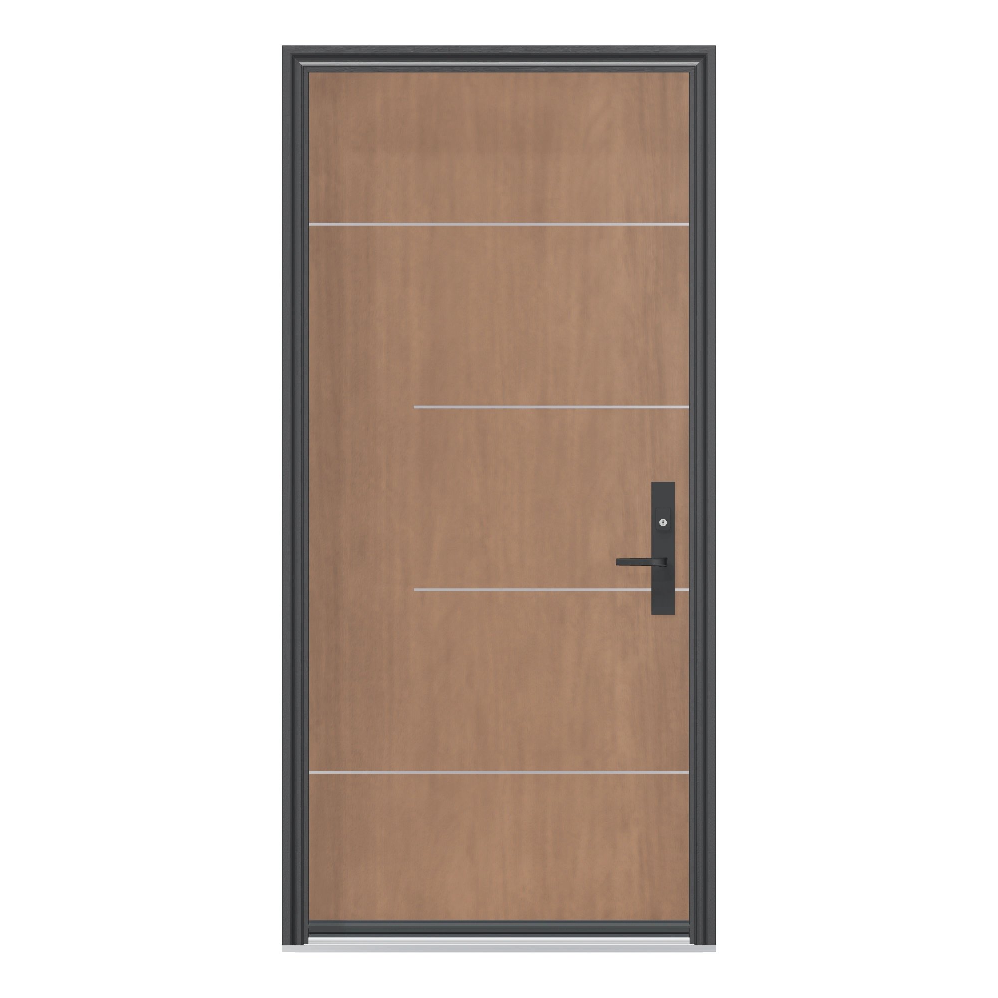 Straight exterior view of 36 × 79 inch Mennie Stainless 1 Fiberglass Entry Door