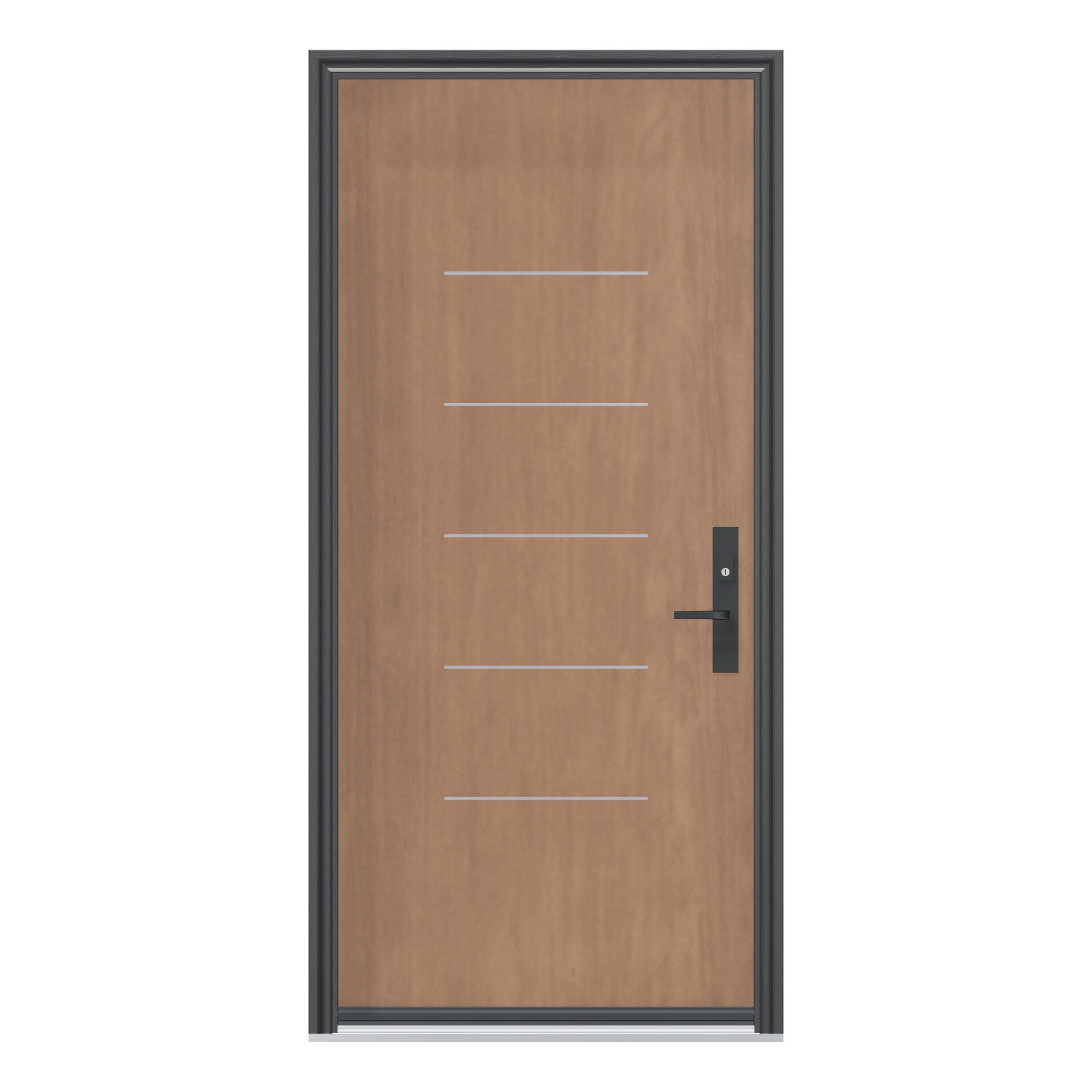 Straight exterior view of 36 × 79 inch Mennie Stainless 7 Fiberglass Entry Door