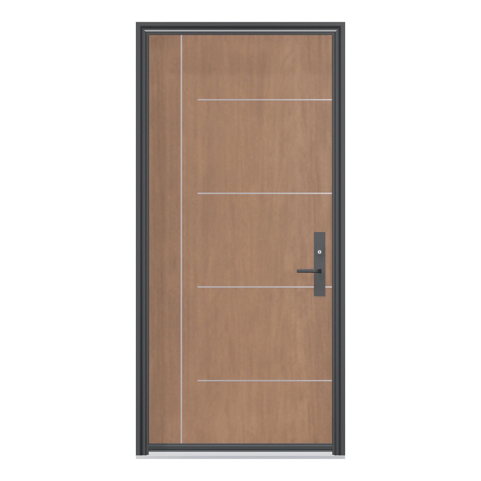 Straight exterior view of 36 × 79 inch Mennie Stainless 9 Fiberglass Entry Door