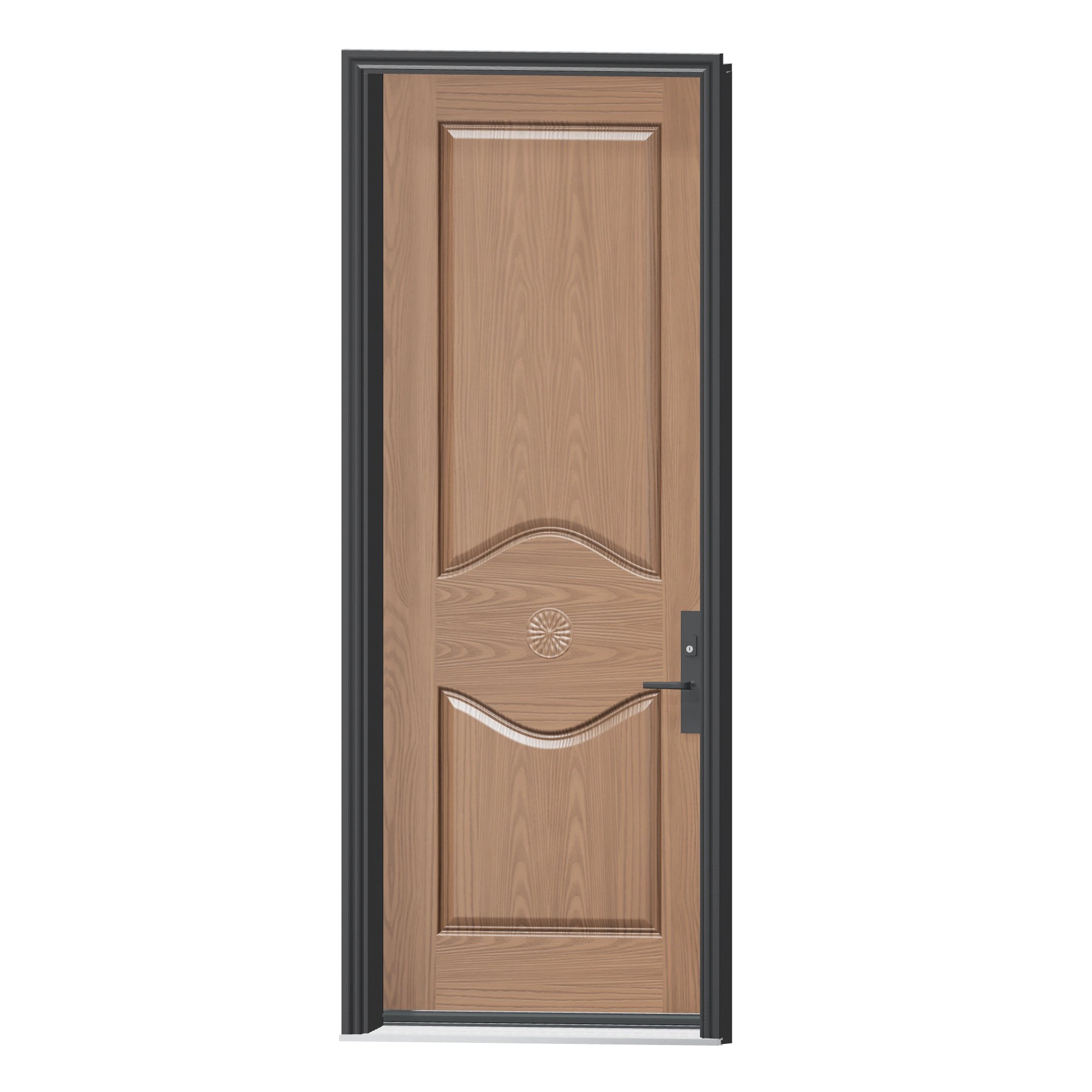 Angled exterior view of 36 × 95 inch Mennie Mexico medallion Fiberglass Entry Door