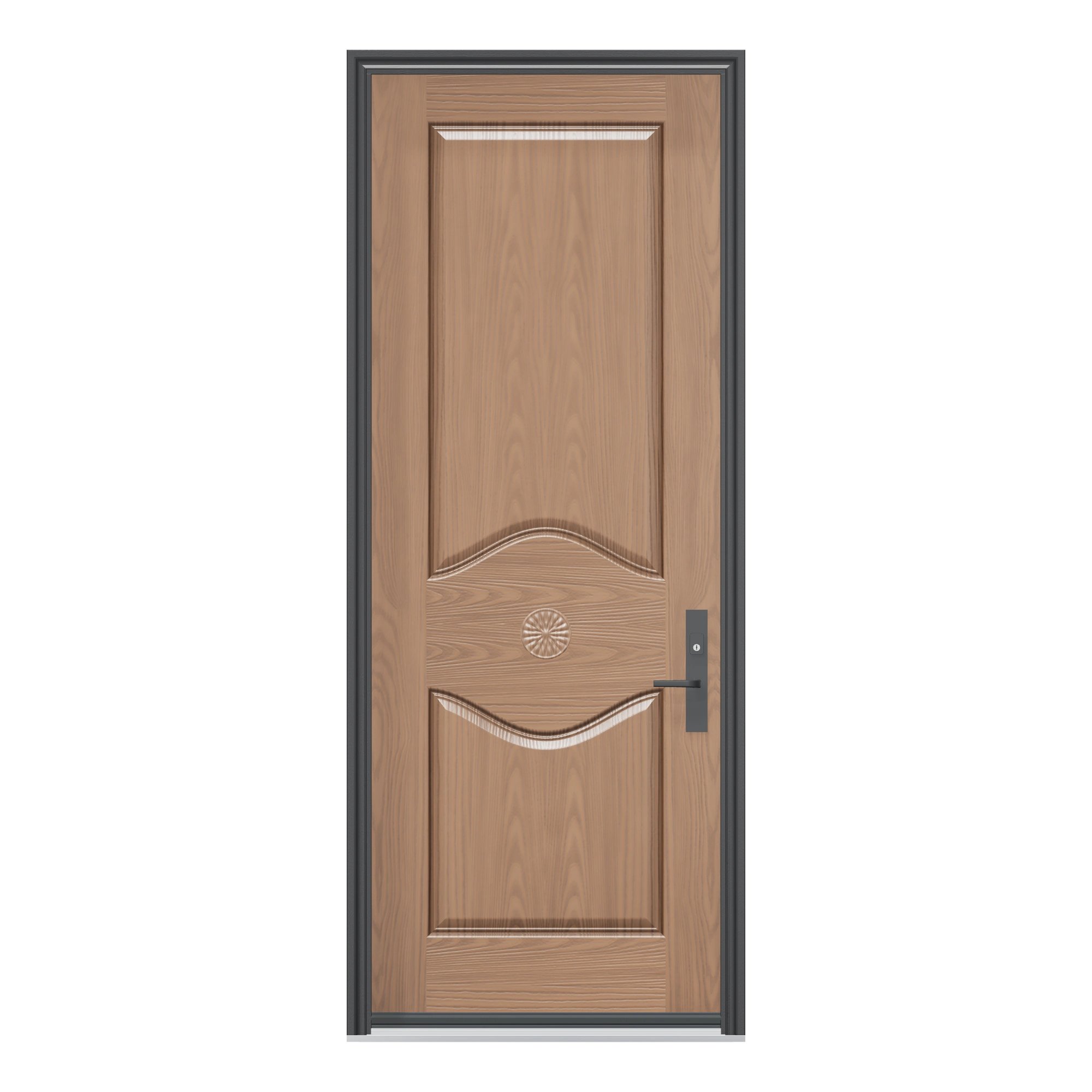 Straight exterior view of 36 × 95 inch Mennie Mexico medallion Fiberglass Entry Door