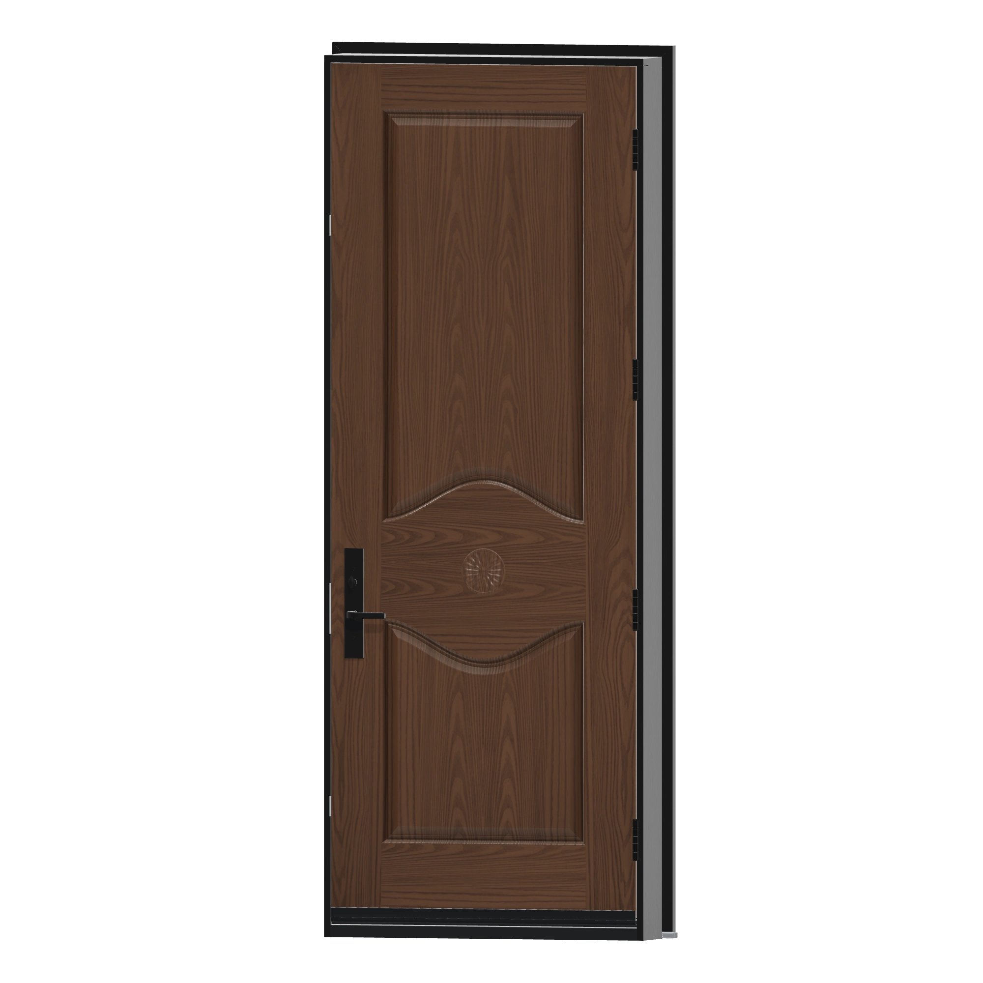 Angled interior view of 36 × 95 inch Mennie Mexico medallion Fiberglass Entry Door