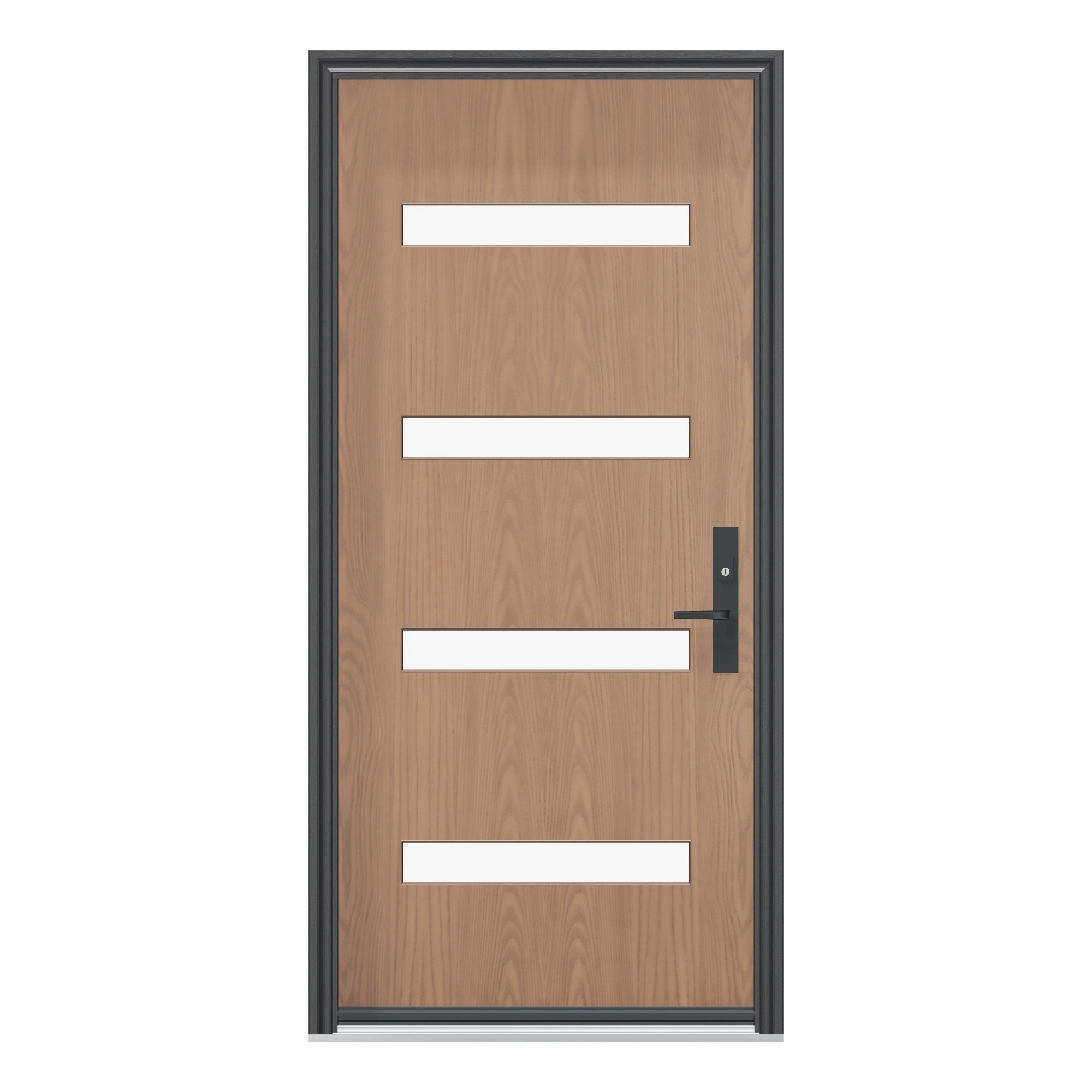 Straight exterior view of 36 × 79 inch Mennie Sydney · four sandblasted lites Fiberglass Entry Door