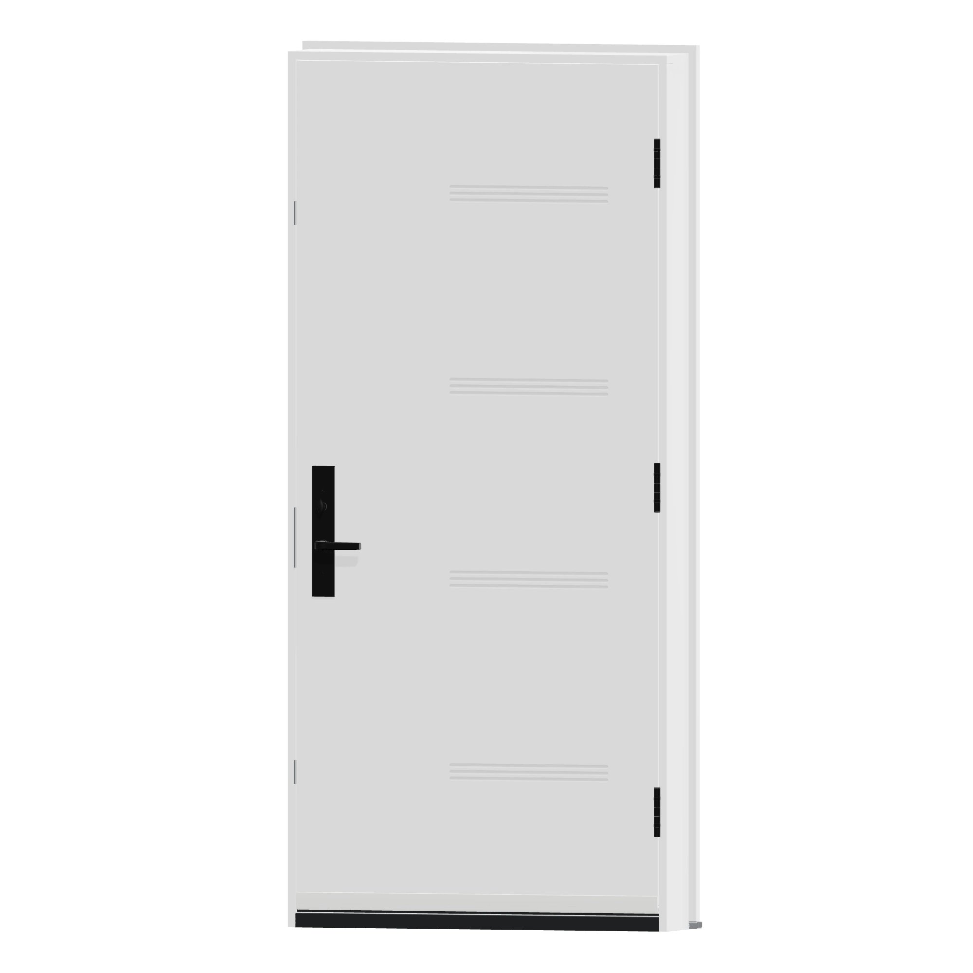 Angled interior view of 36 × 79 inch Oso Steel Entry Door