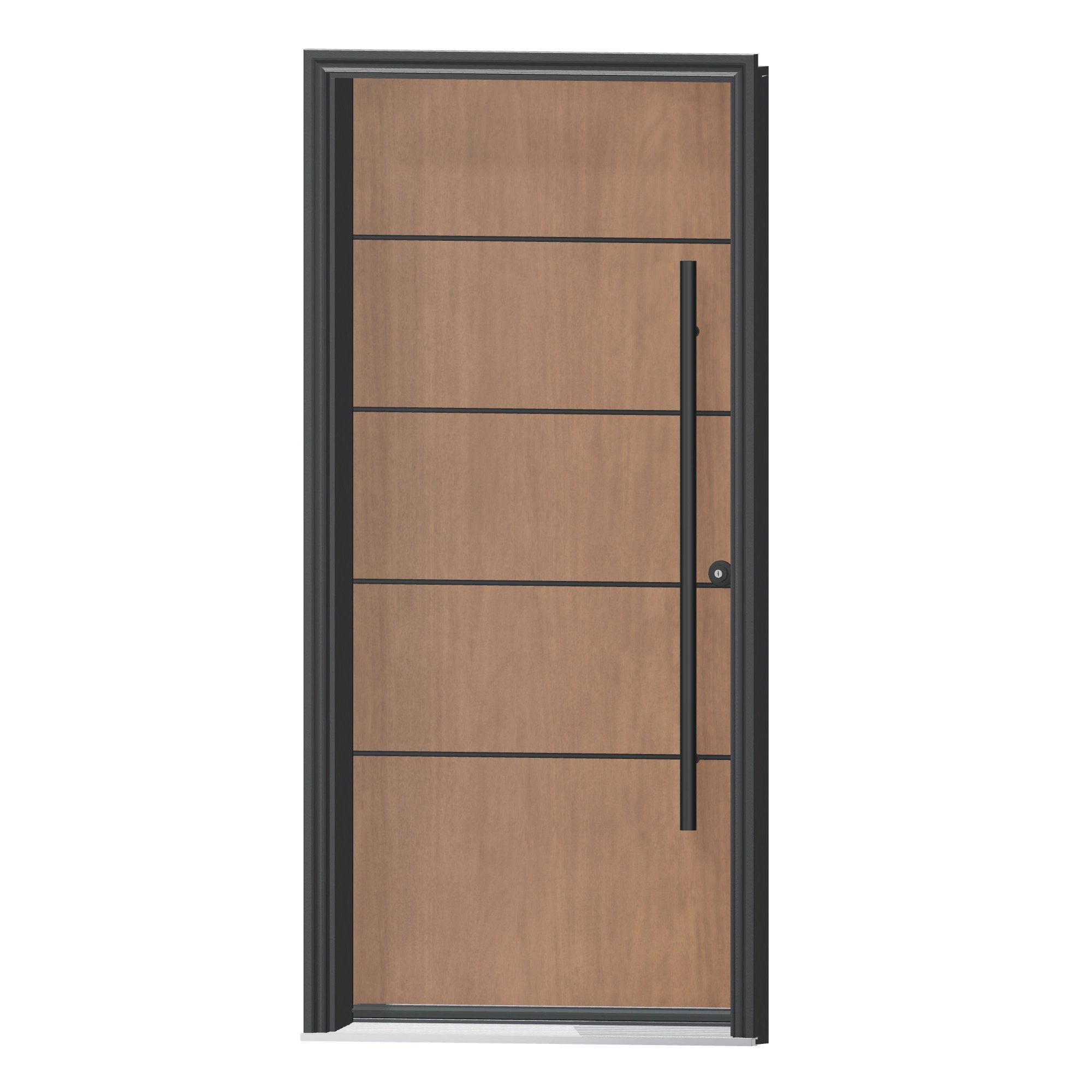 Angled exterior view of 36 × 79 inch Quattro Fiberglass Entry Door