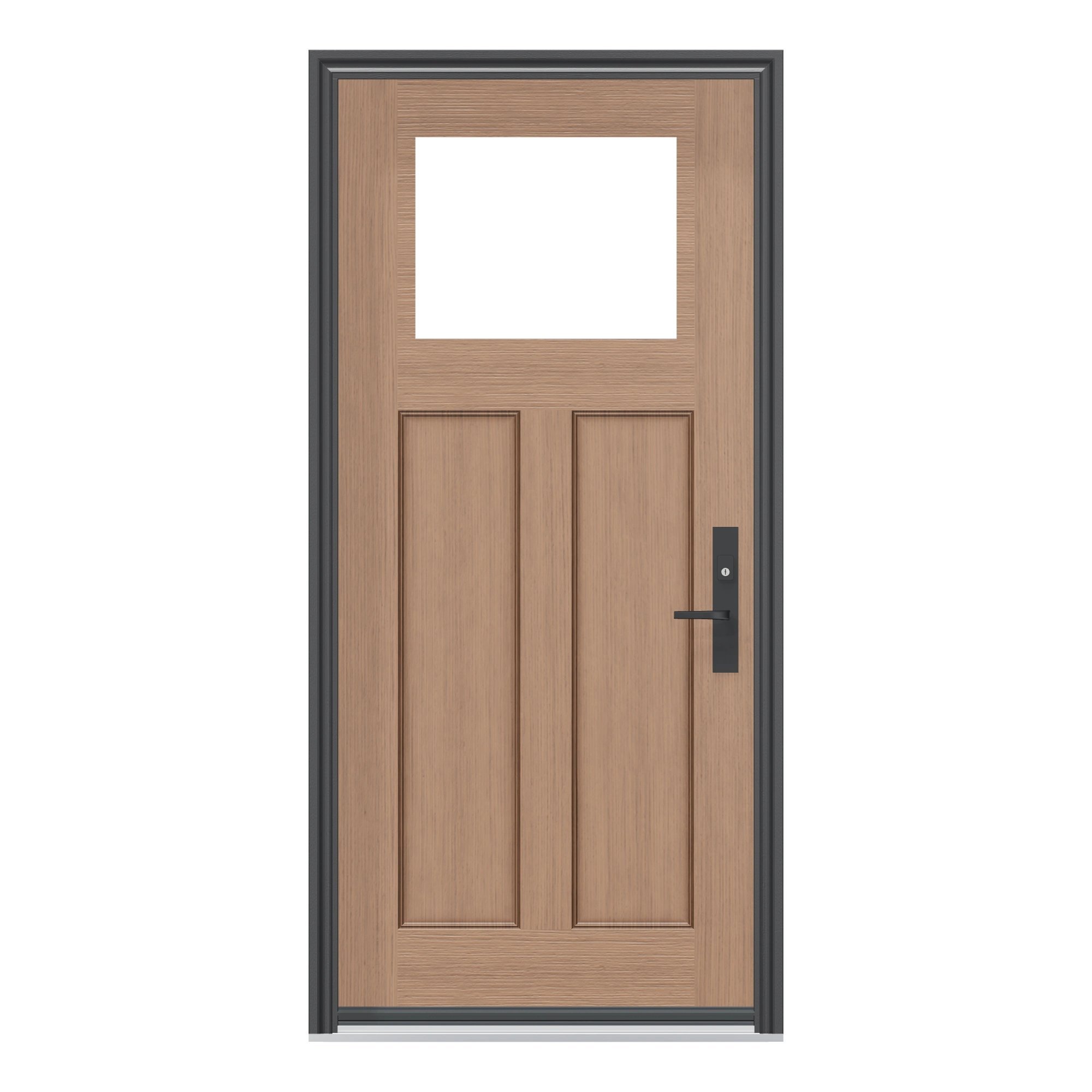 Straight exterior view of 36 × 79 inch FG3D · Fir Craftsman two panel · slab only Fiberglass Entry Door
