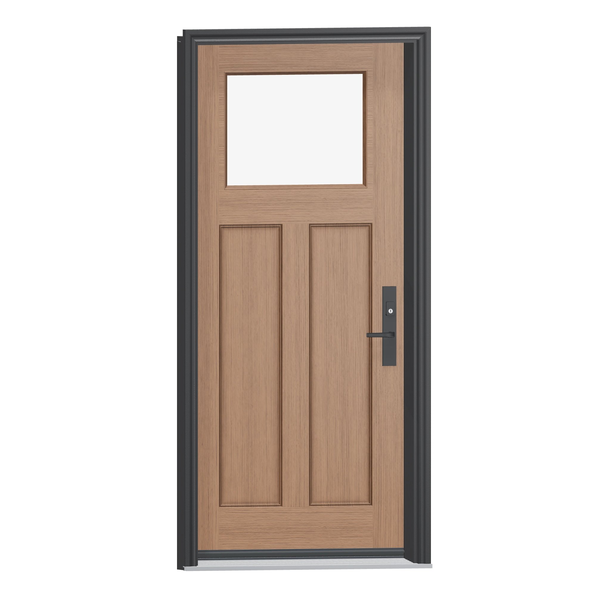 Opposite exterior angle of 36 × 79 inch FG3D-FR · Fir Craftsman two panel · frosted glass Fiberglass Entry Door