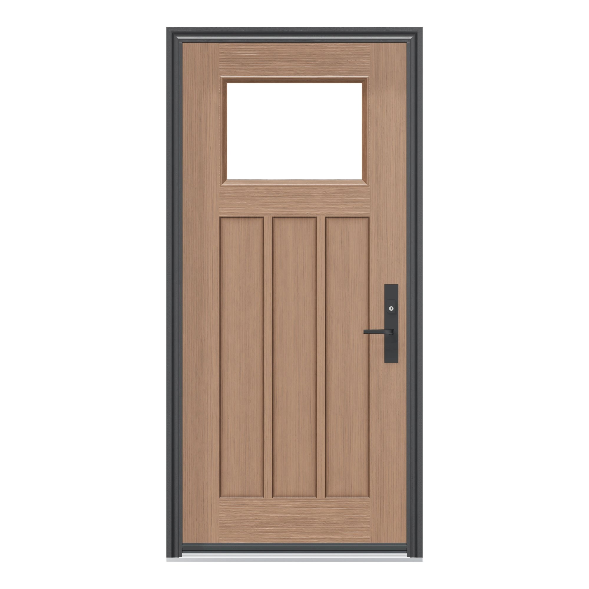Straight exterior view of 36 × 79 inch FG4H · Fir Craftsman three panel Fiberglass Entry Door