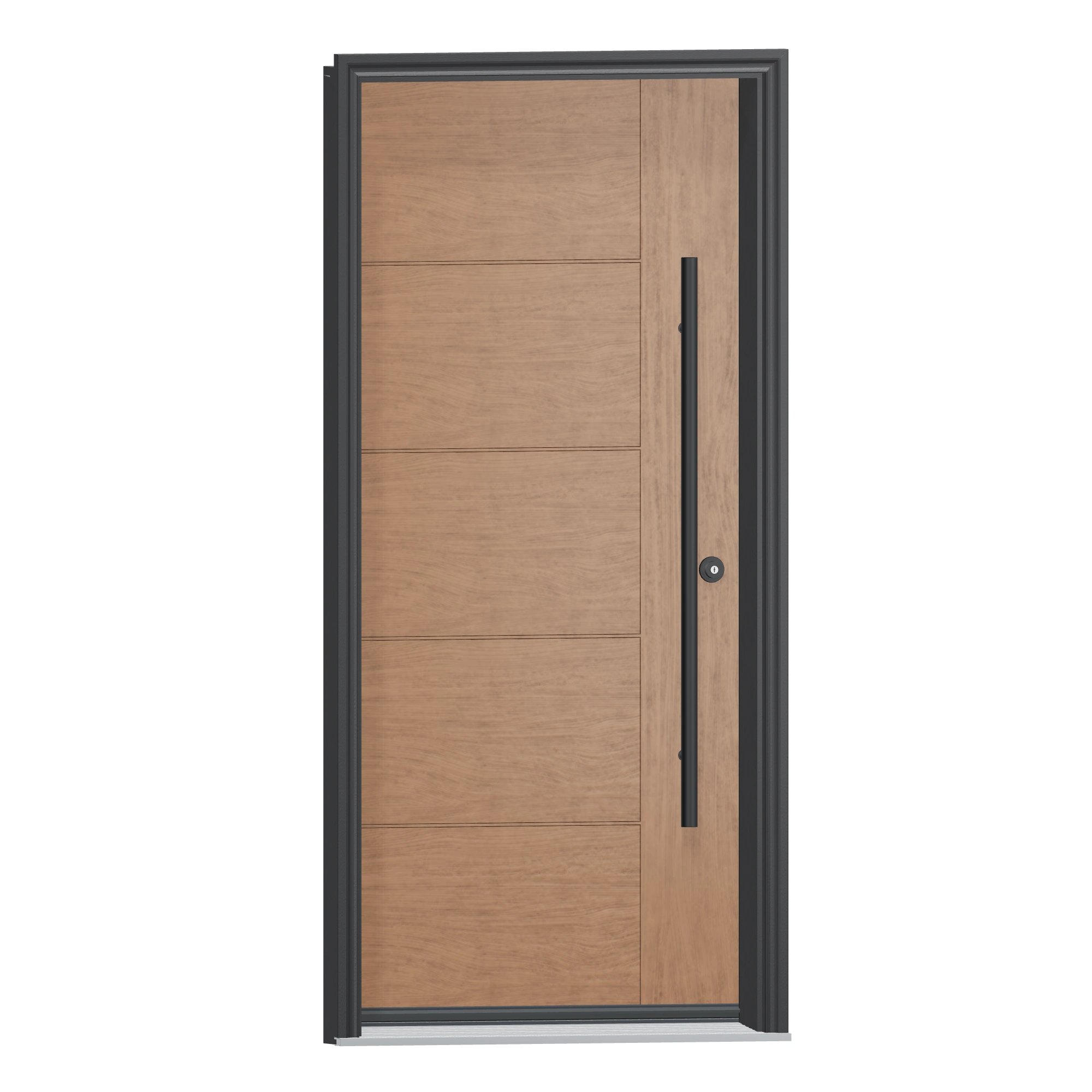 Opposite exterior angle of 36 × 79 inch TG71 · Modern teak Fiberglass Entry Door