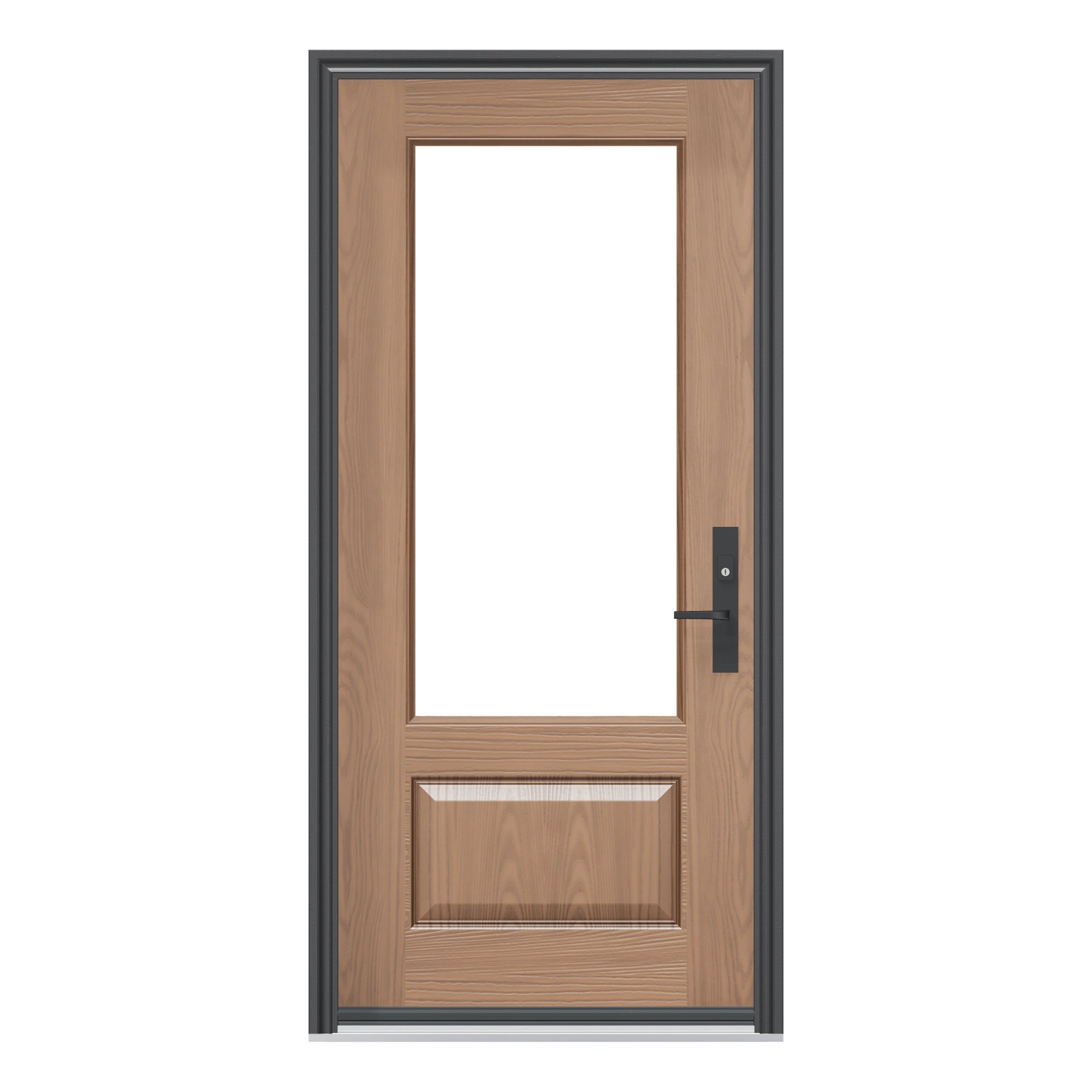 Straight exterior view of 36 × 79 inch WG27 · Three-quarter open & beaded Fiberglass Entry Door