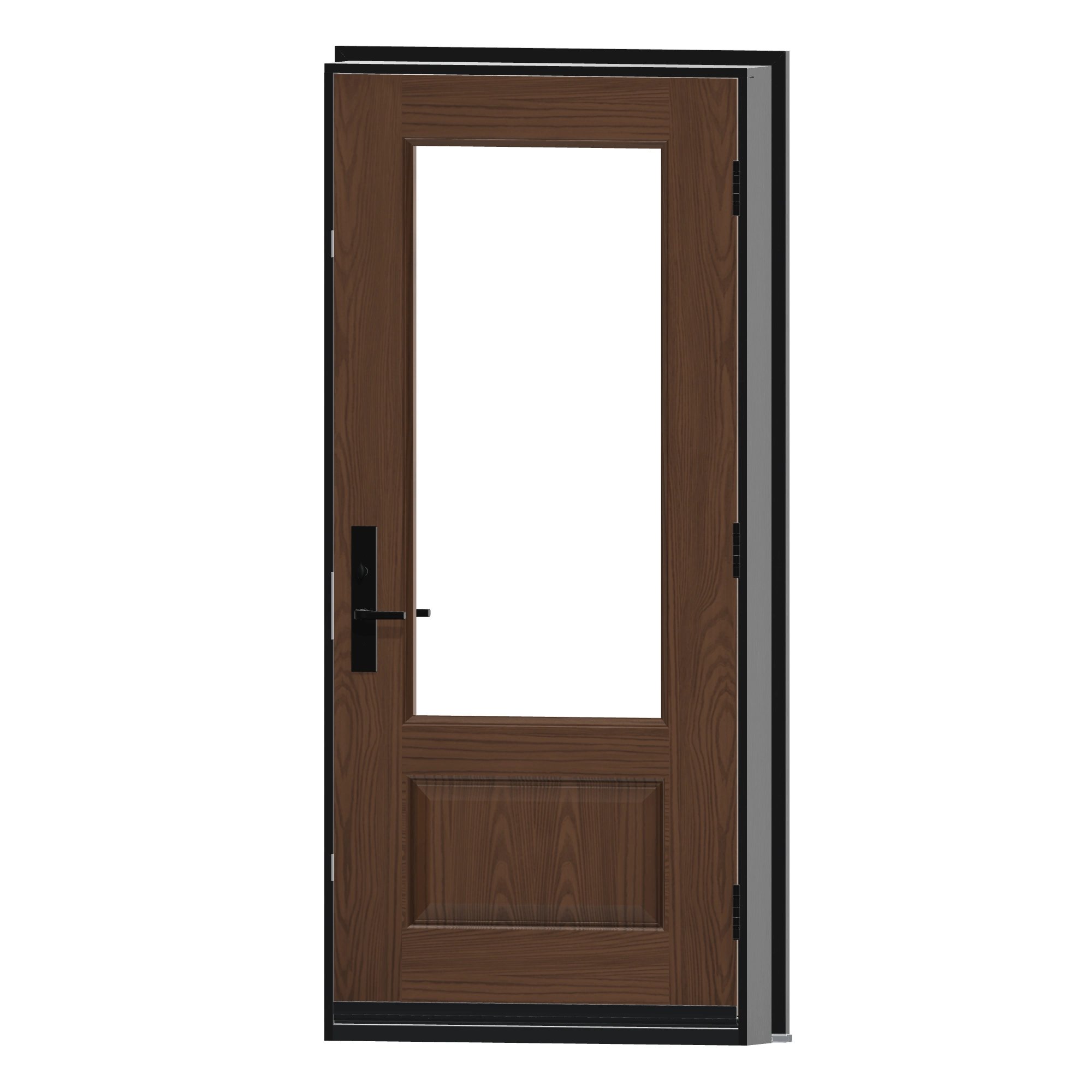 Angled interior view of 36 × 79 inch WG27 · Three-quarter open & beaded Fiberglass Entry Door