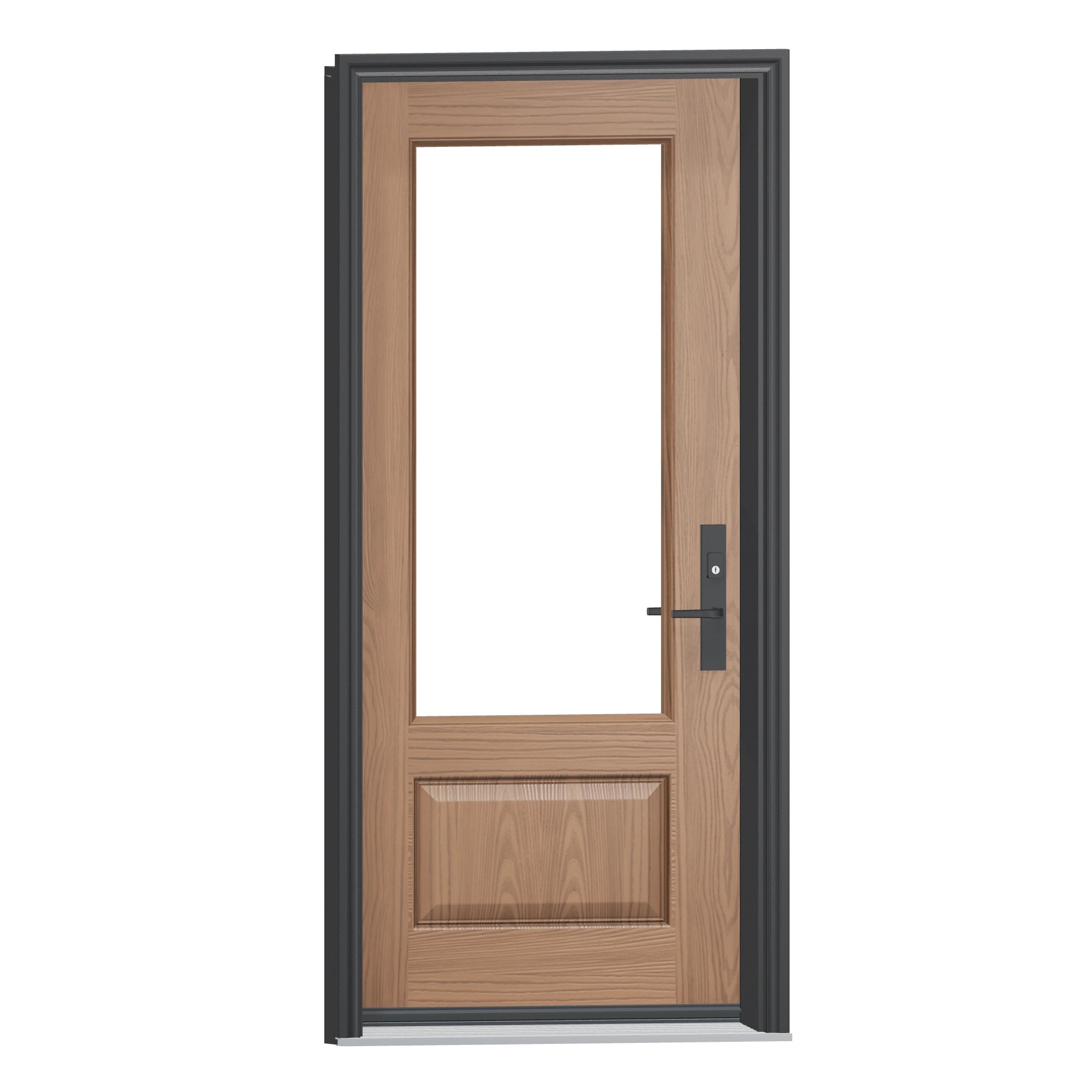 Opposite exterior angle of 36 × 79 inch WG27 · Three-quarter open & beaded Fiberglass Entry Door
