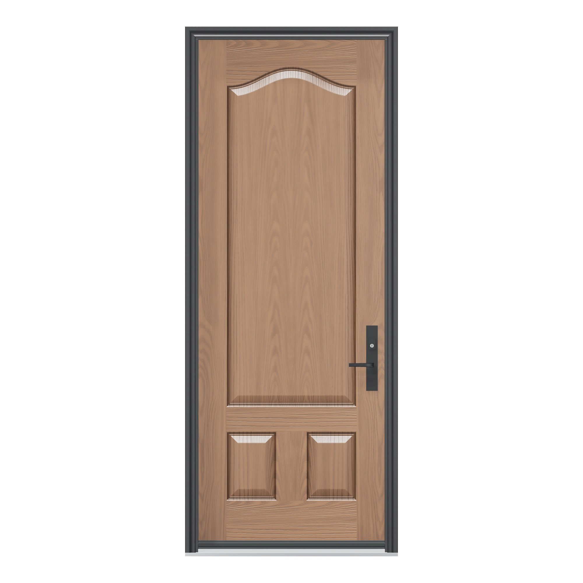 Straight exterior view of 36 × 95 inch WG37 · Three panel arch · 8 foot Fiberglass Entry Door