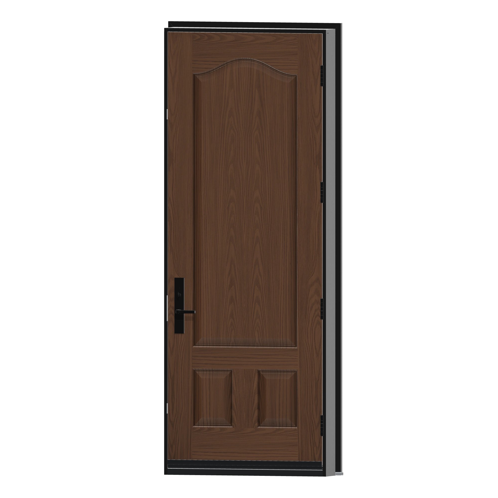 Angled interior view of 36 × 95 inch WG37 · Three panel arch · 8 foot Fiberglass Entry Door