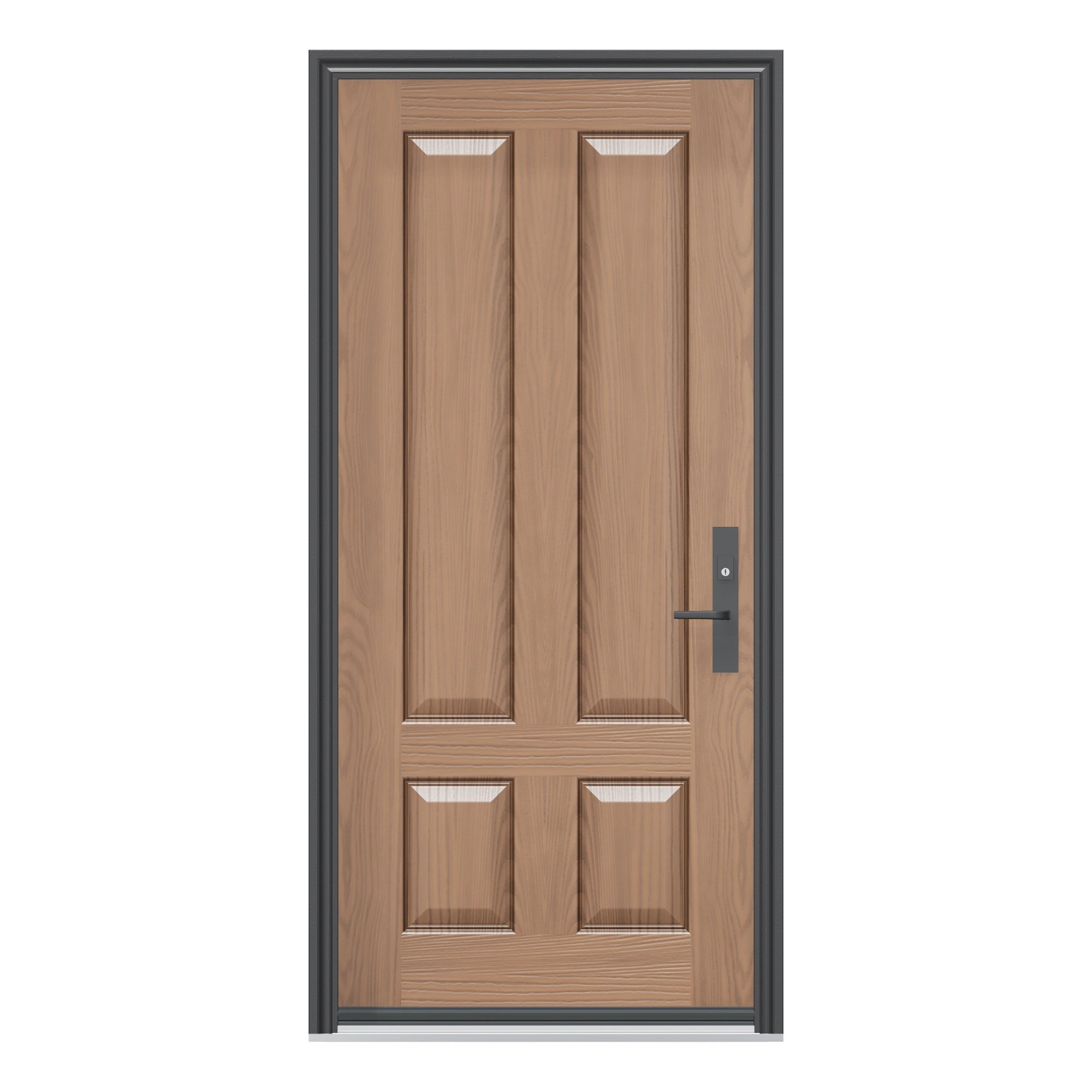 Straight exterior view of 36 × 79 inch WG49 · Four panel · three-quarter Fiberglass Entry Door