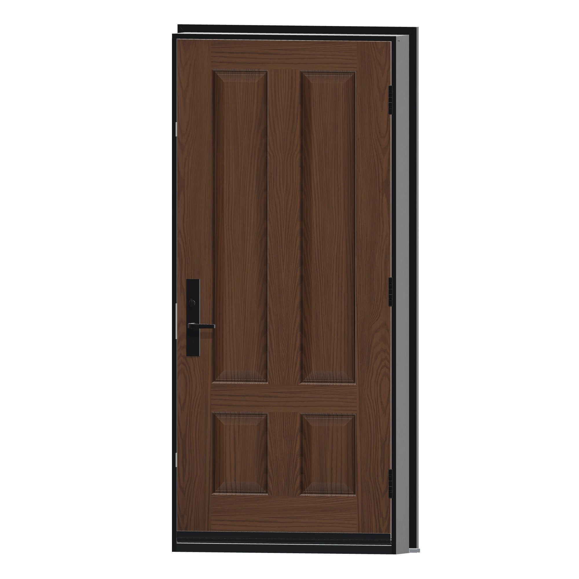 Angled interior view of 36 × 79 inch WG49 · Four panel · three-quarter Fiberglass Entry Door