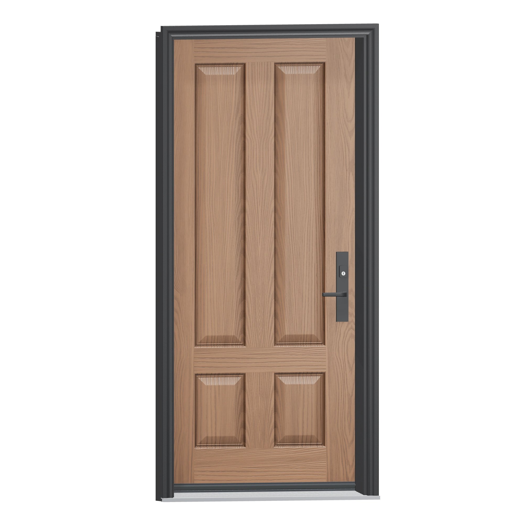 Opposite exterior angle of 36 × 79 inch WG49 · Four panel · three-quarter Fiberglass Entry Door
