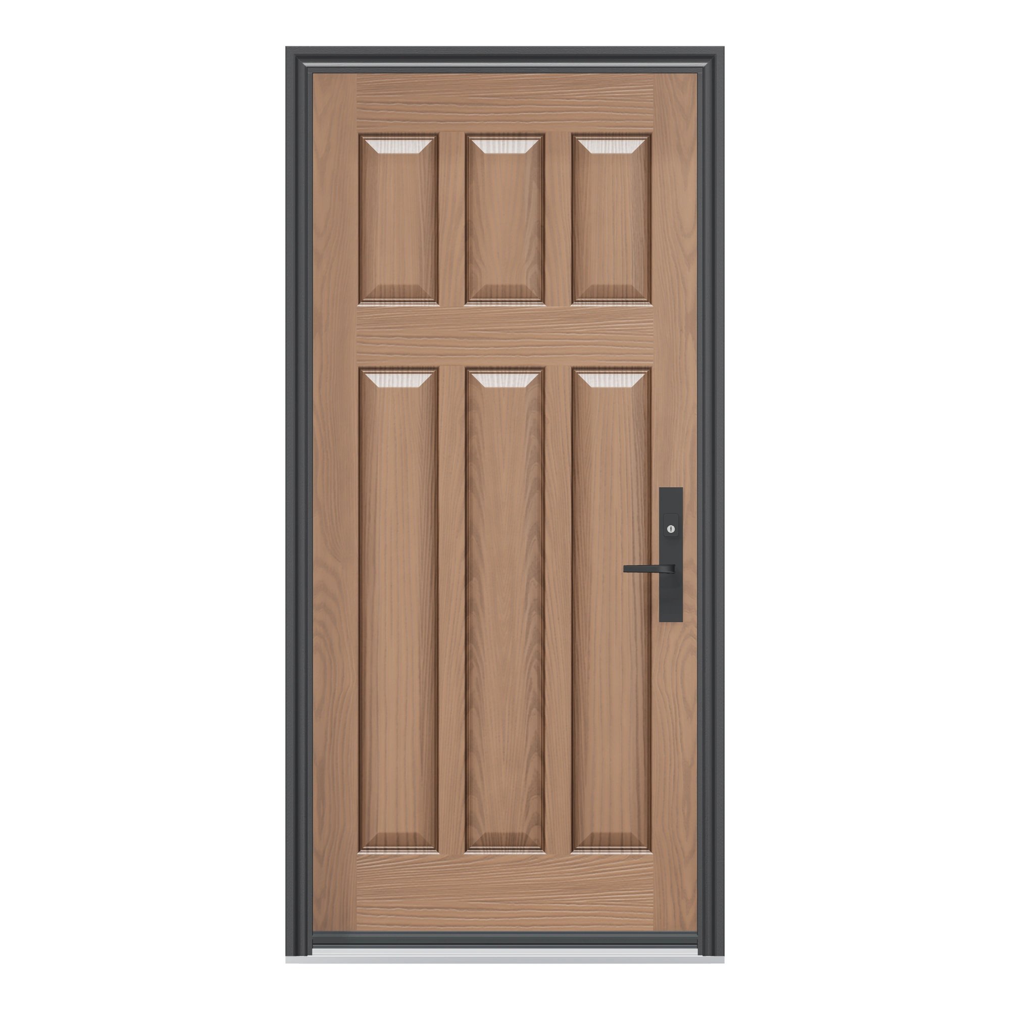 Straight exterior view of 36 × 79 inch WG66 · Six vertical panels Fiberglass Entry Door