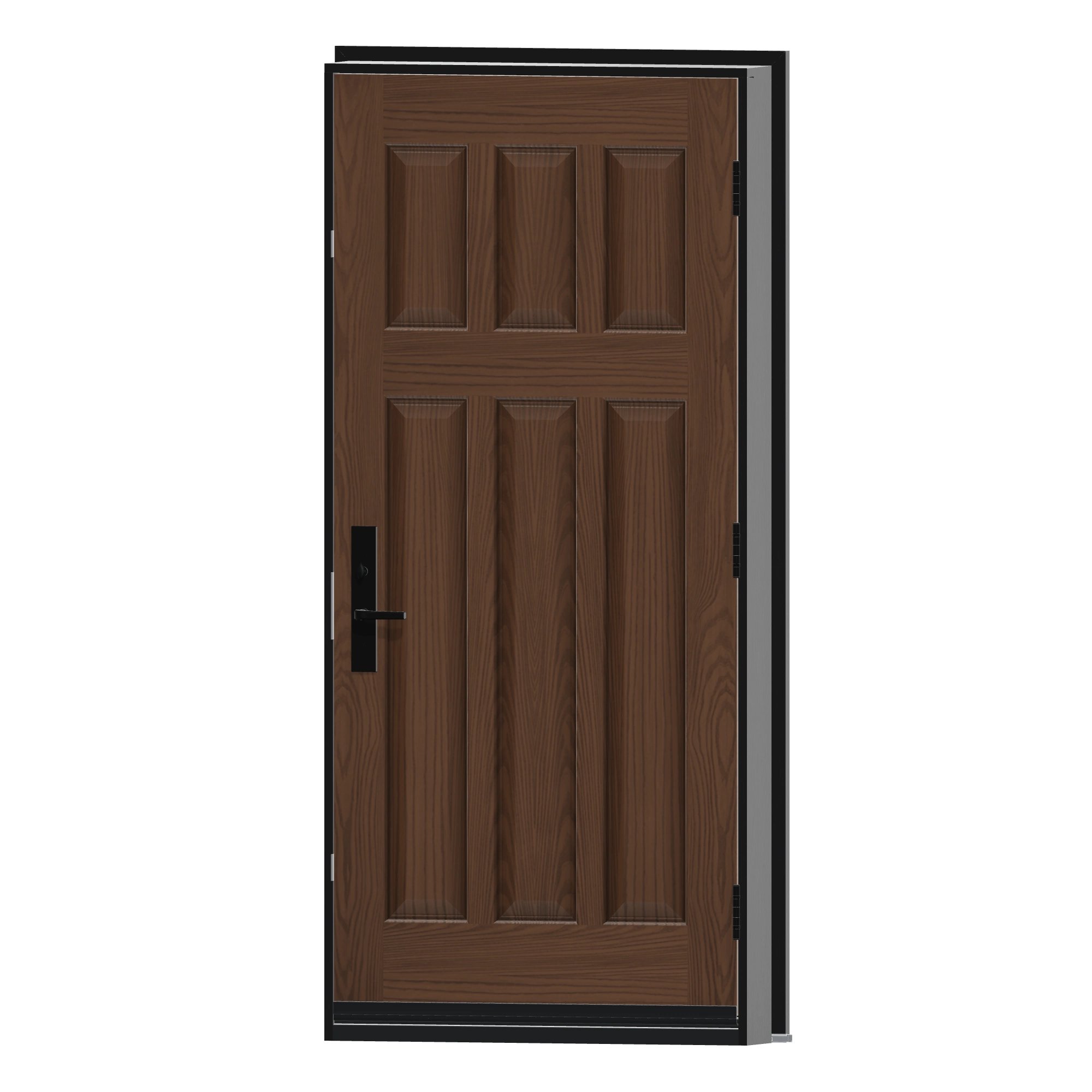 Angled interior view of 36 × 79 inch WG66 · Six vertical panels Fiberglass Entry Door