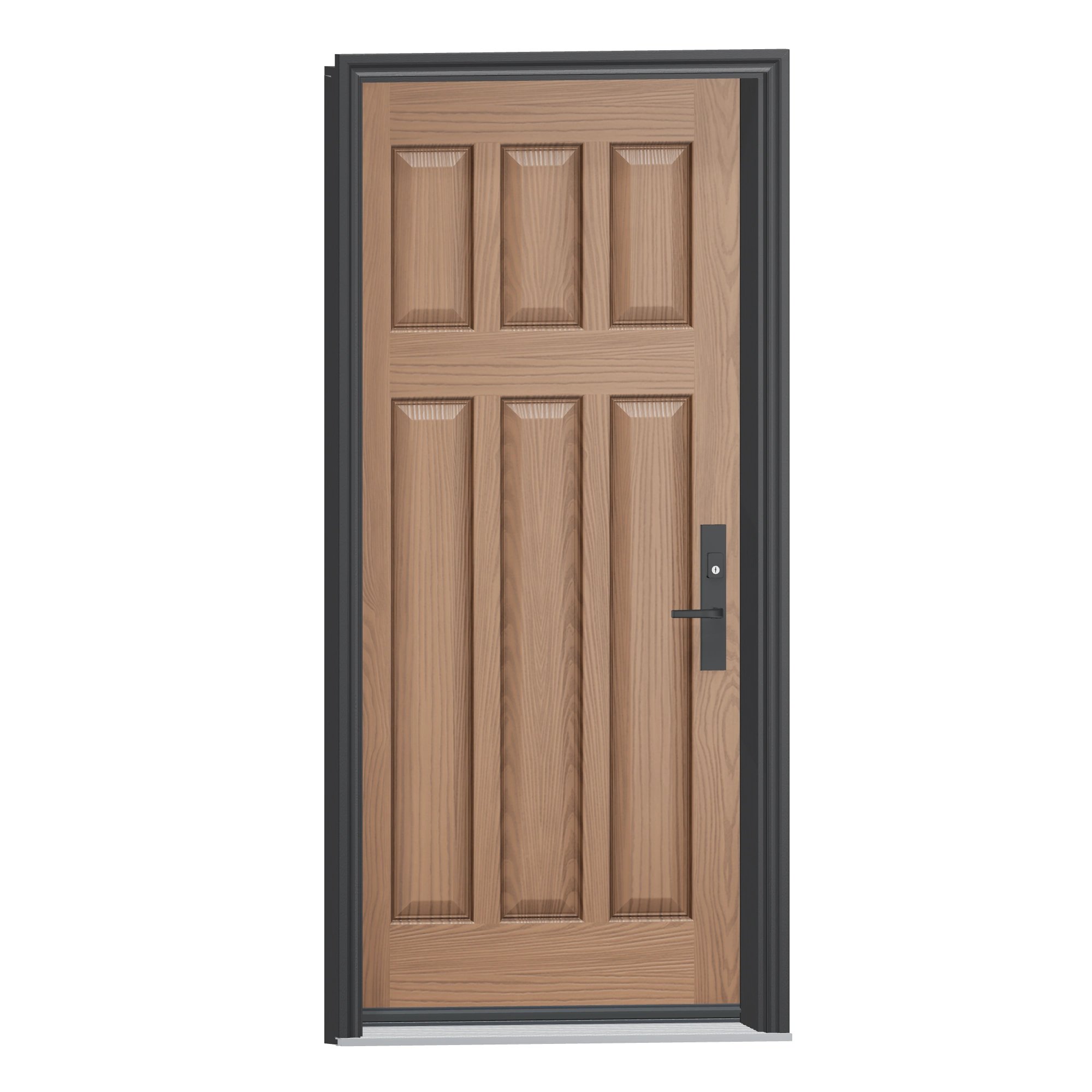 Opposite exterior angle of 36 × 79 inch WG66 · Six vertical panels Fiberglass Entry Door