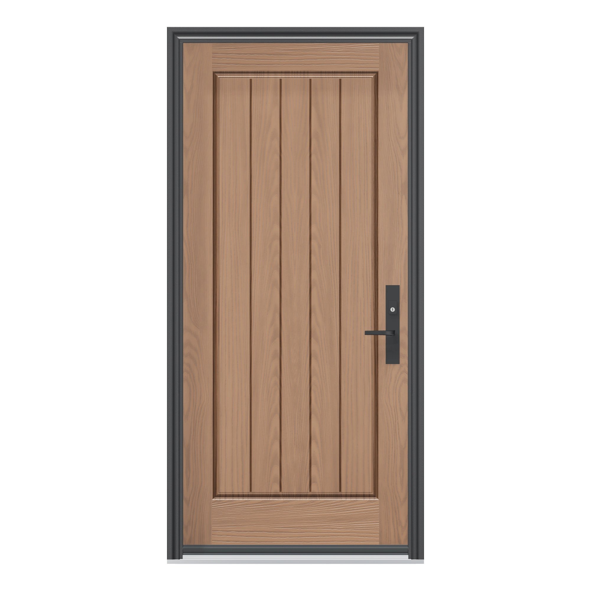 Straight exterior view of 36 × 79 inch WG6FP · One panel planks Fiberglass Entry Door