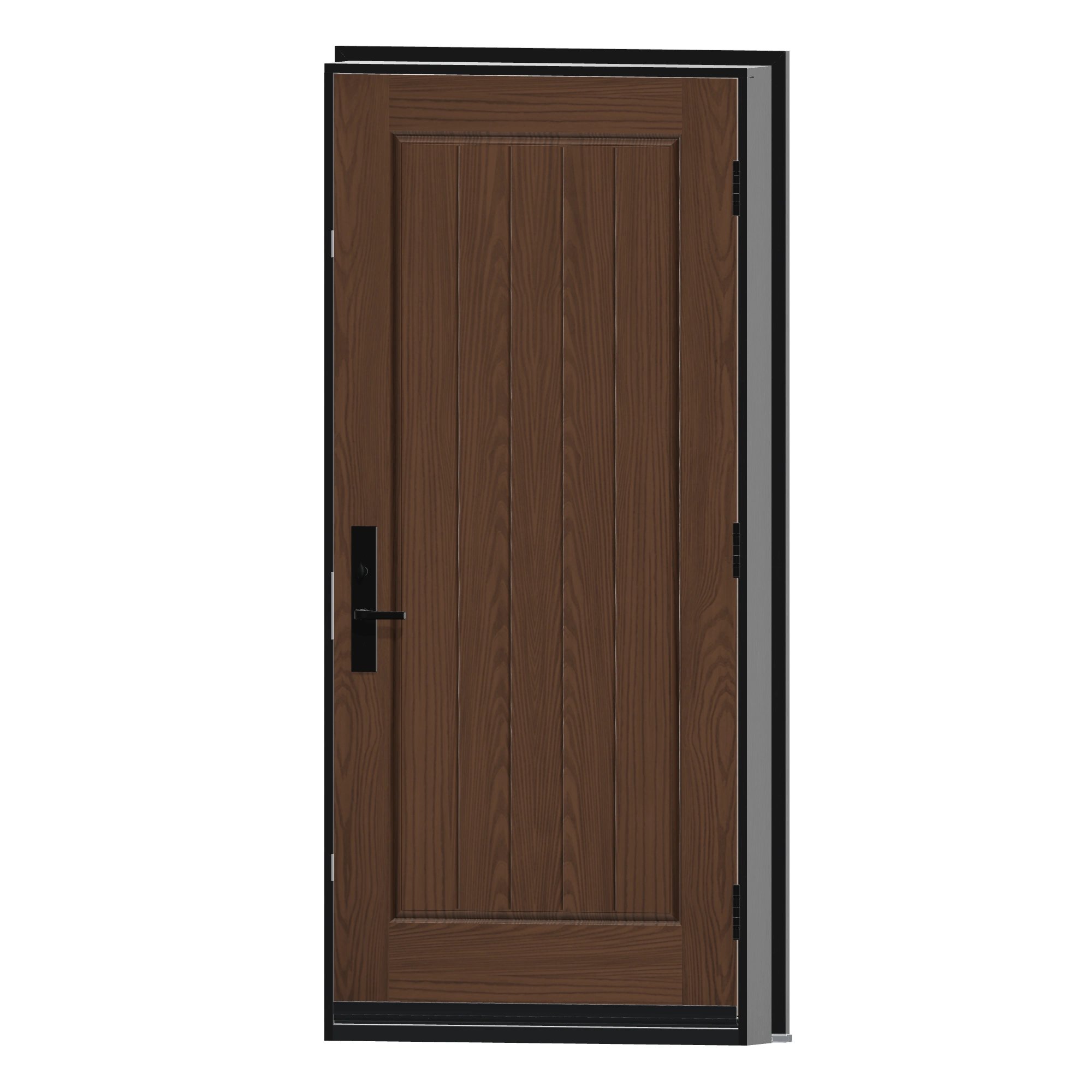 Angled interior view of 36 × 79 inch WG6FP · One panel planks Fiberglass Entry Door