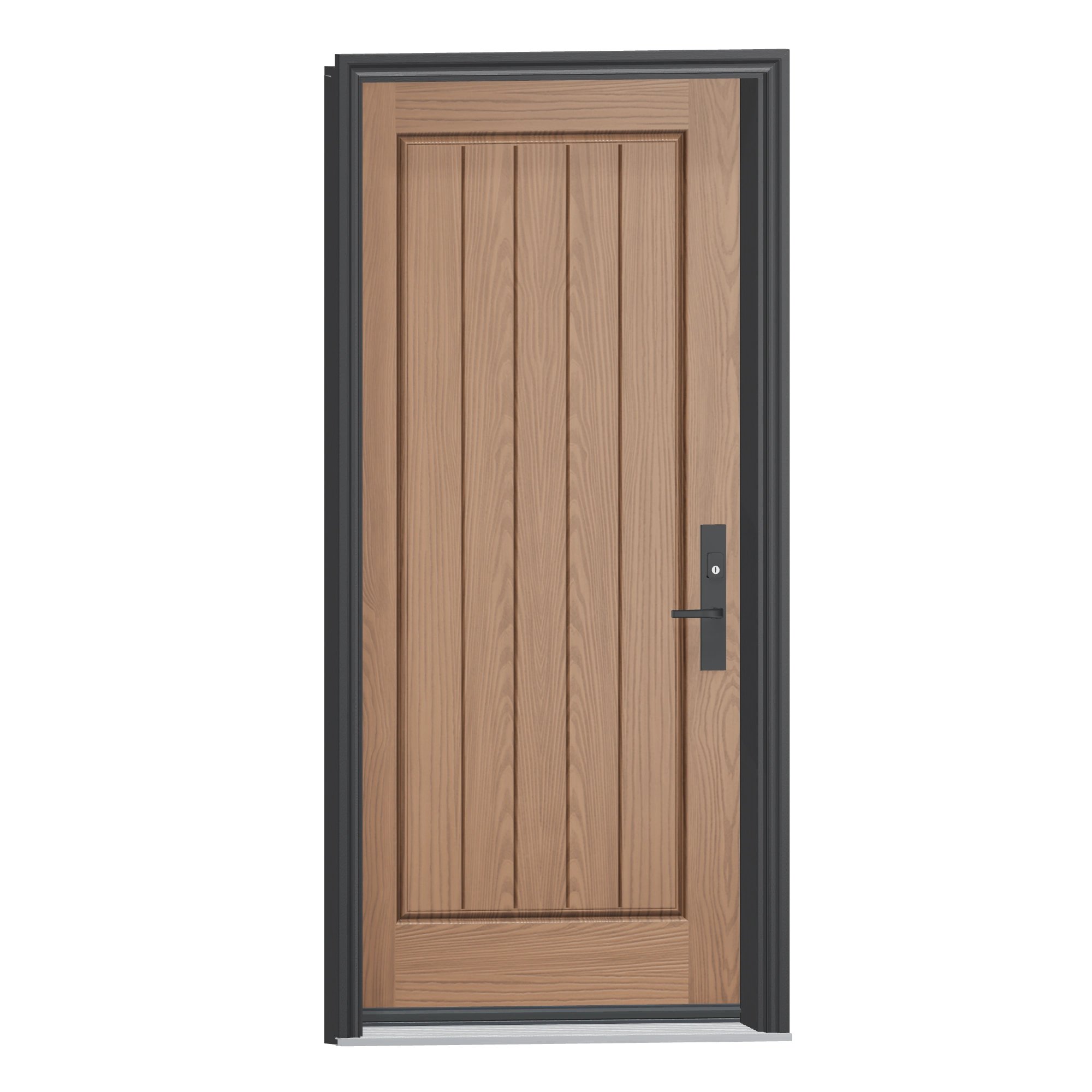 Opposite exterior angle of 36 × 79 inch WG6FP · One panel planks Fiberglass Entry Door