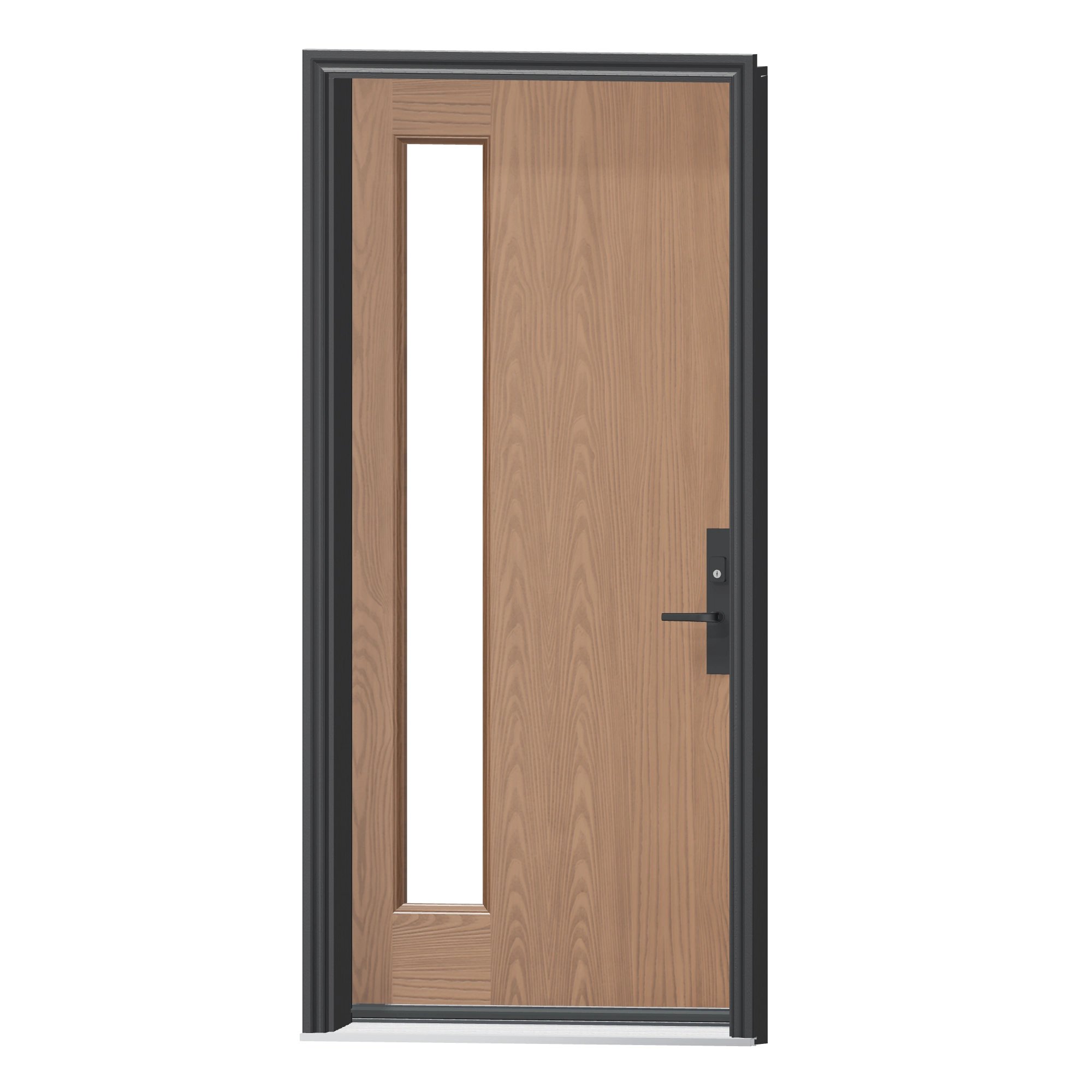 Angled exterior view of 36 × 79 inch WGNL · Neulite open & beaded Fiberglass Entry Door